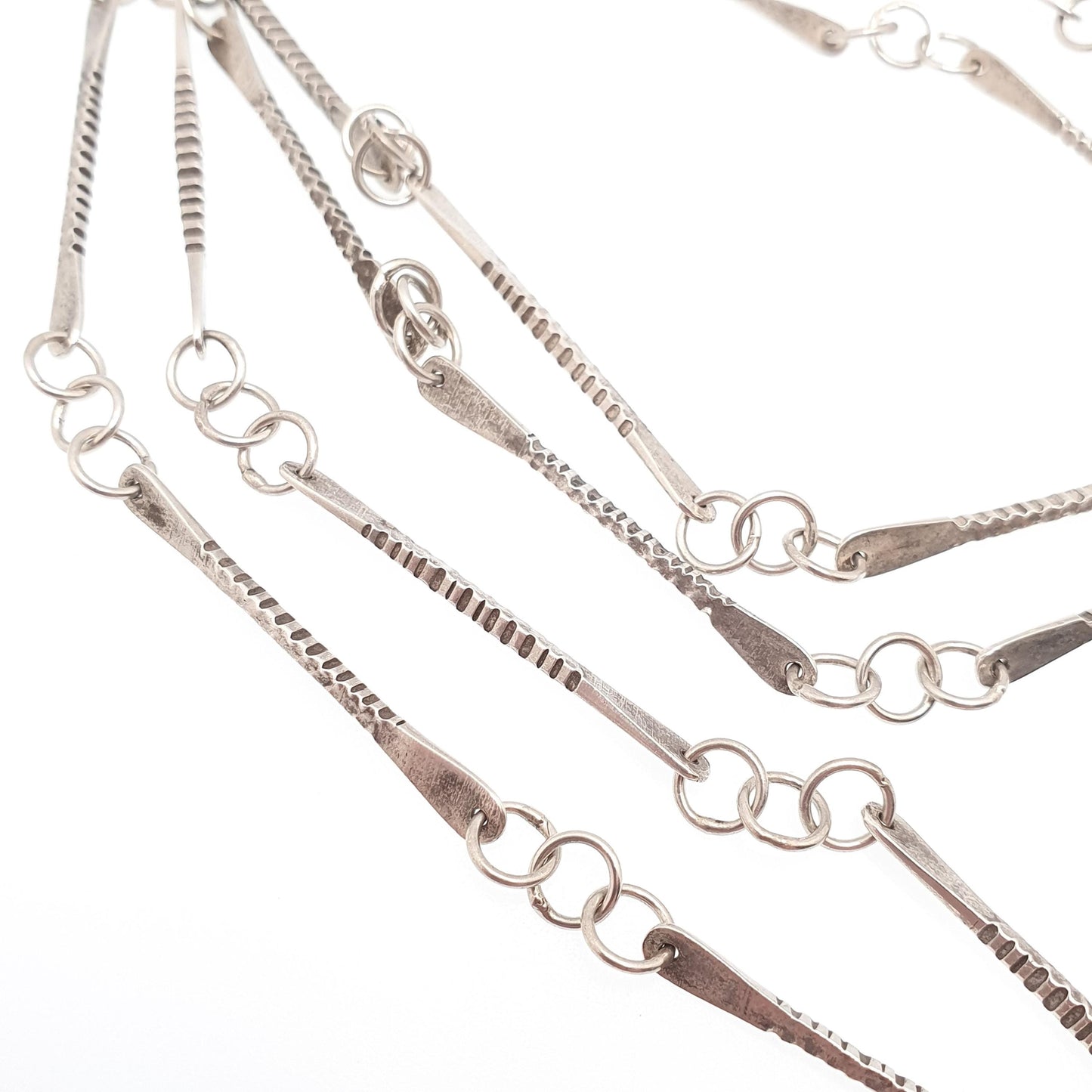 Antique Arts and Crafts Solid Silver Chain Necklace Victorian Bar & Rolo Link 74cm 29.1" 16.01g Long Womens Jewellery Jewelry