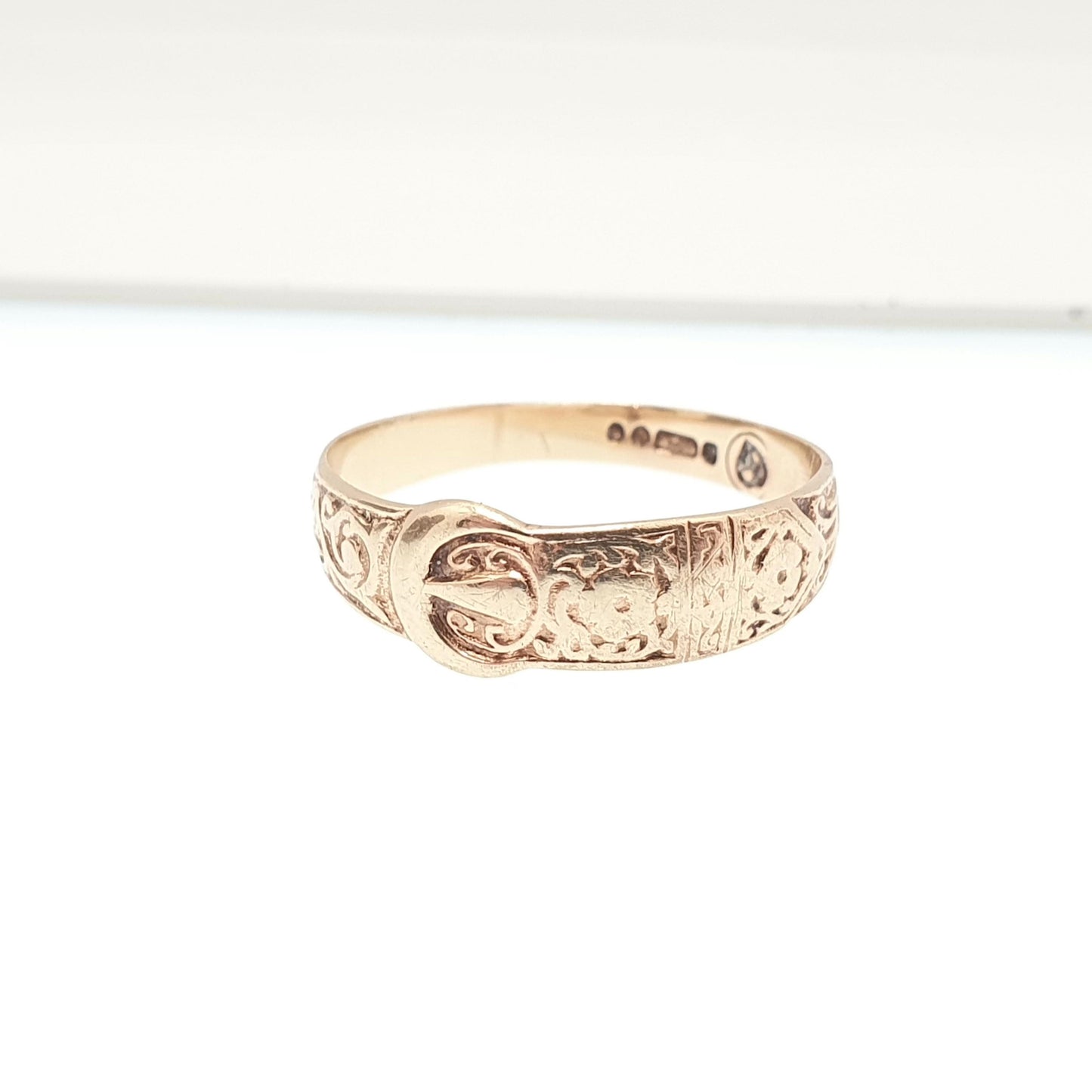Vintage 9k 9ct Gold Buckle Band Ring Stacking Stacker 1973 Hallmarked Solid 375 9kt Stack Belt Mens Womens Jewelry Jewellery