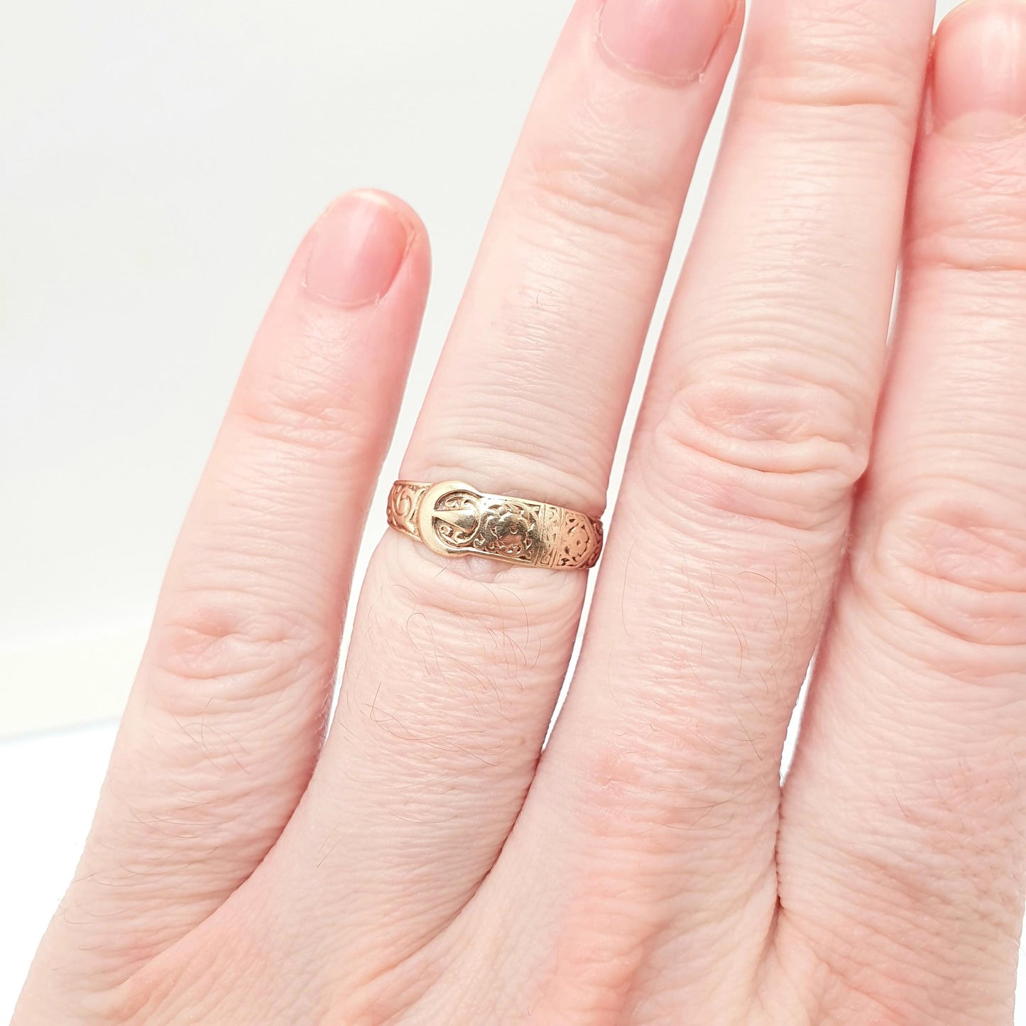 Vintage 9k 9ct Gold Buckle Band Ring Stacking Stacker 1973 Hallmarked Solid 375 9kt Stack Belt Mens Womens Jewelry Jewellery