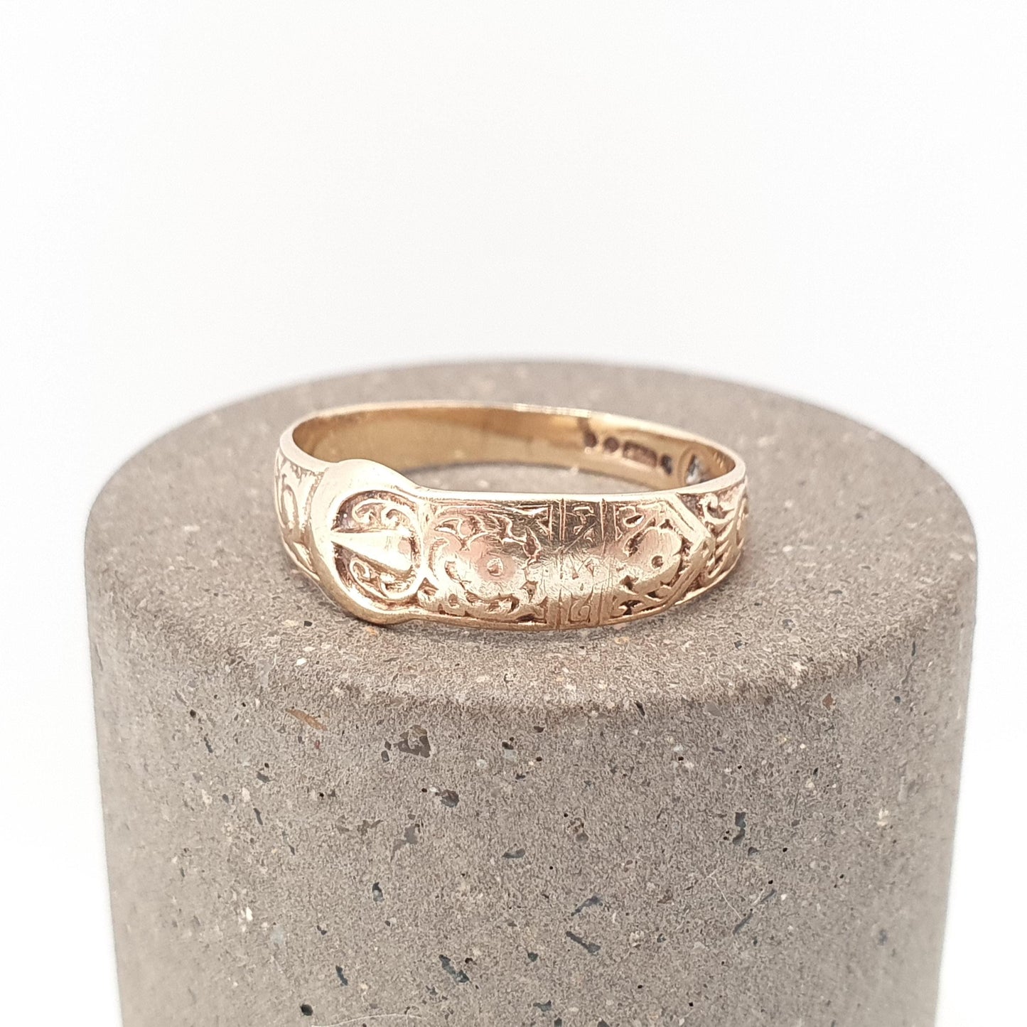 Vintage 9k 9ct Gold Buckle Band Ring Stacking Stacker 1973 Hallmarked Solid 375 9kt Stack Belt Mens Womens Jewelry Jewellery