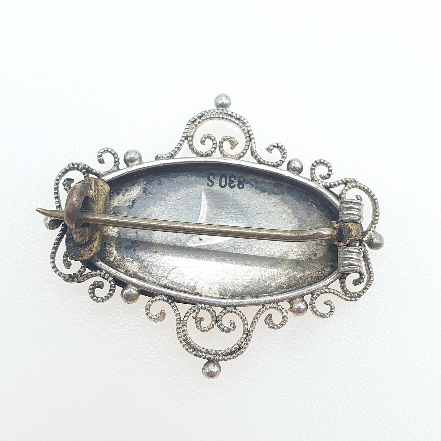 Antique Solid Silver Viking Longship Blue Enamel Brooch Scandinavian Ship Boat Nautical '830S' Art Deco Vintage Unisex Jewelry Jewellery