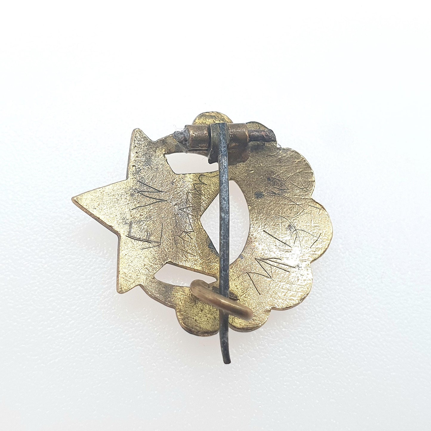 Antique Victorian Gold Gilt Faux Turquoise Star Crescent Moon Brooch Celestial Night Unisex Womens Jewelry Jewellery Vintage