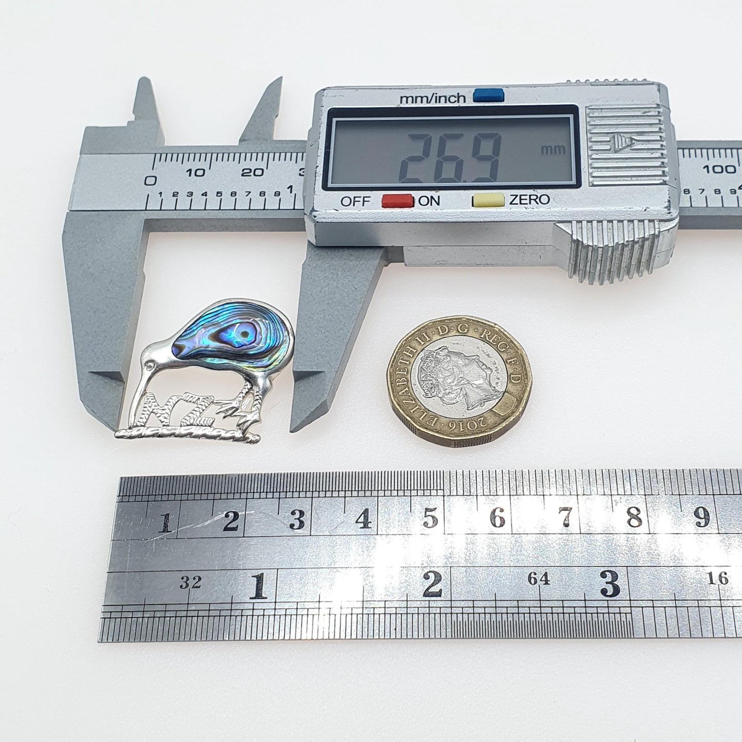 Vintage Sterling Silver Kiwi Bird Brooch Abalone Shell NZ New Zealand National Birds Unisex Jewelry Jewellery Bird Animal