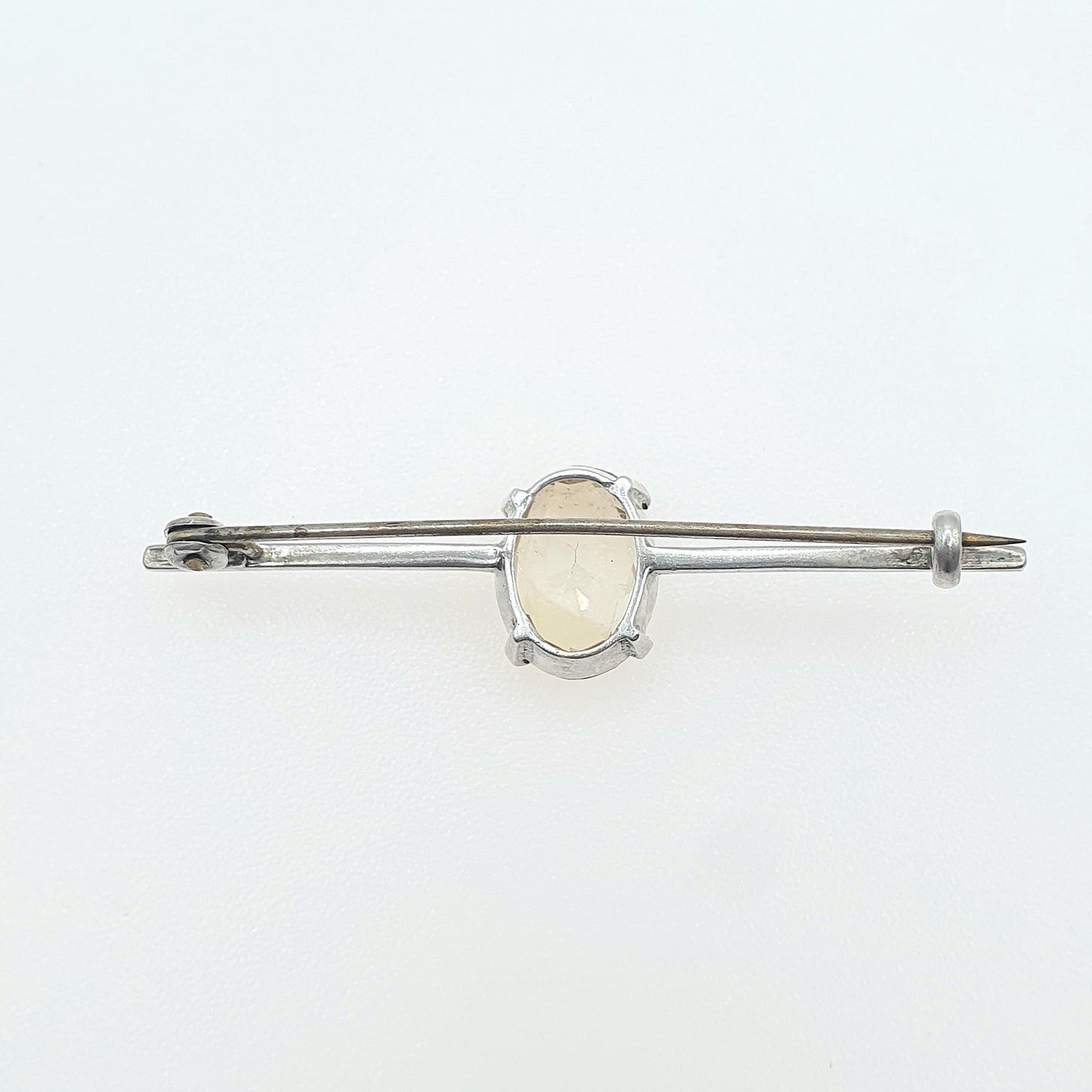 Antique Solid Silver Citrine Bar Brooch Oval Cut Natural Gemstone Bar Pin Yellow Womens Unisex Jewelry Jewellery