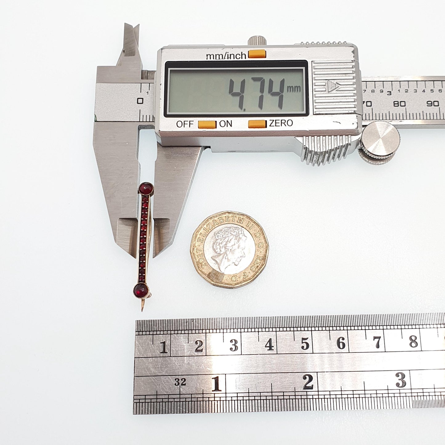 Antique Bohemian Garnet Bar Brooch Victorian Rolled Gold Filled Renaissance Revival Pyrope Vintage Womens Jewelry Jewellery