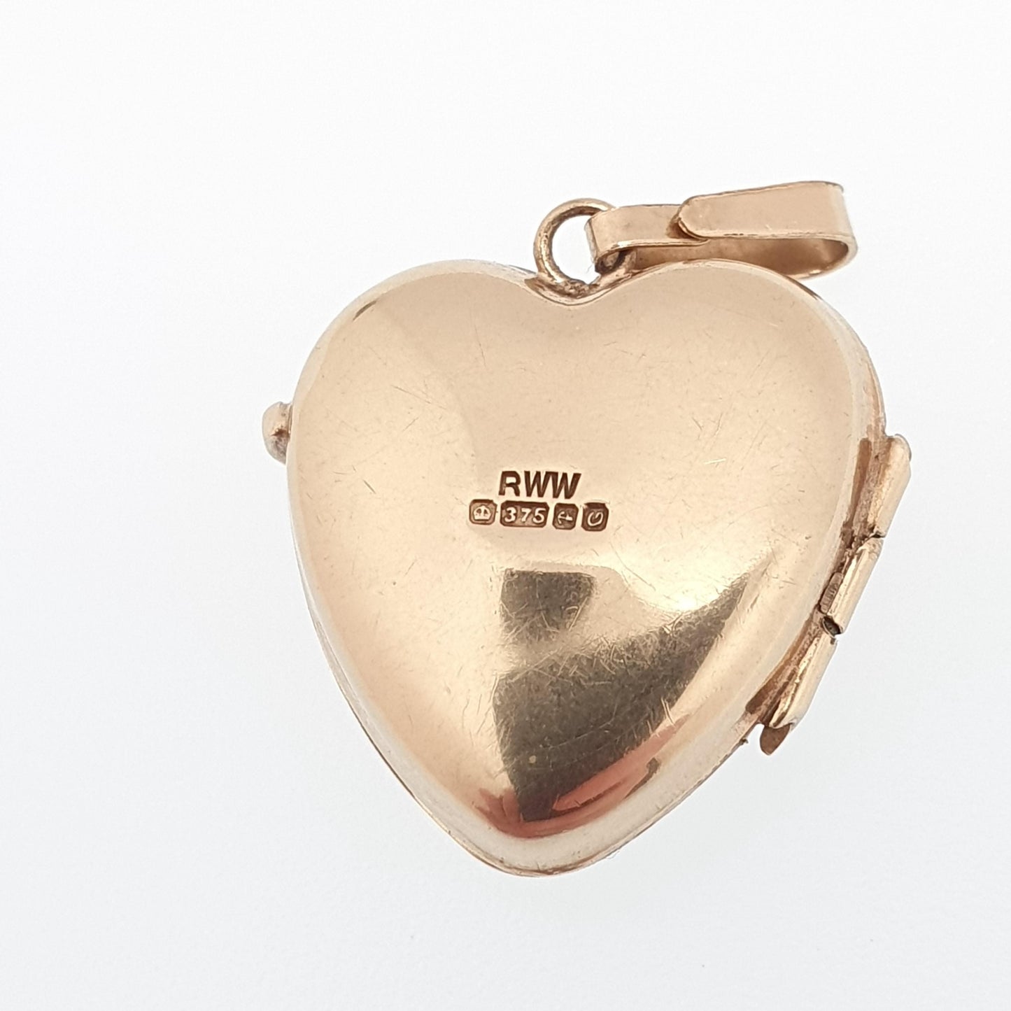 Vintage Solid 9k 375 Gold Heart Locket All 9ct Necklace Engraved Photo Picture Pendant Jewelry Jewellery