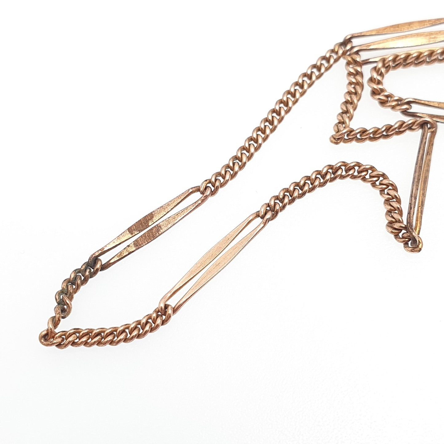 Antique Rolled Rose Gold Chain Necklace Bar & Curb Link 44cm 4.31g Filled Edwardian Vintage Jewelry Jewellery