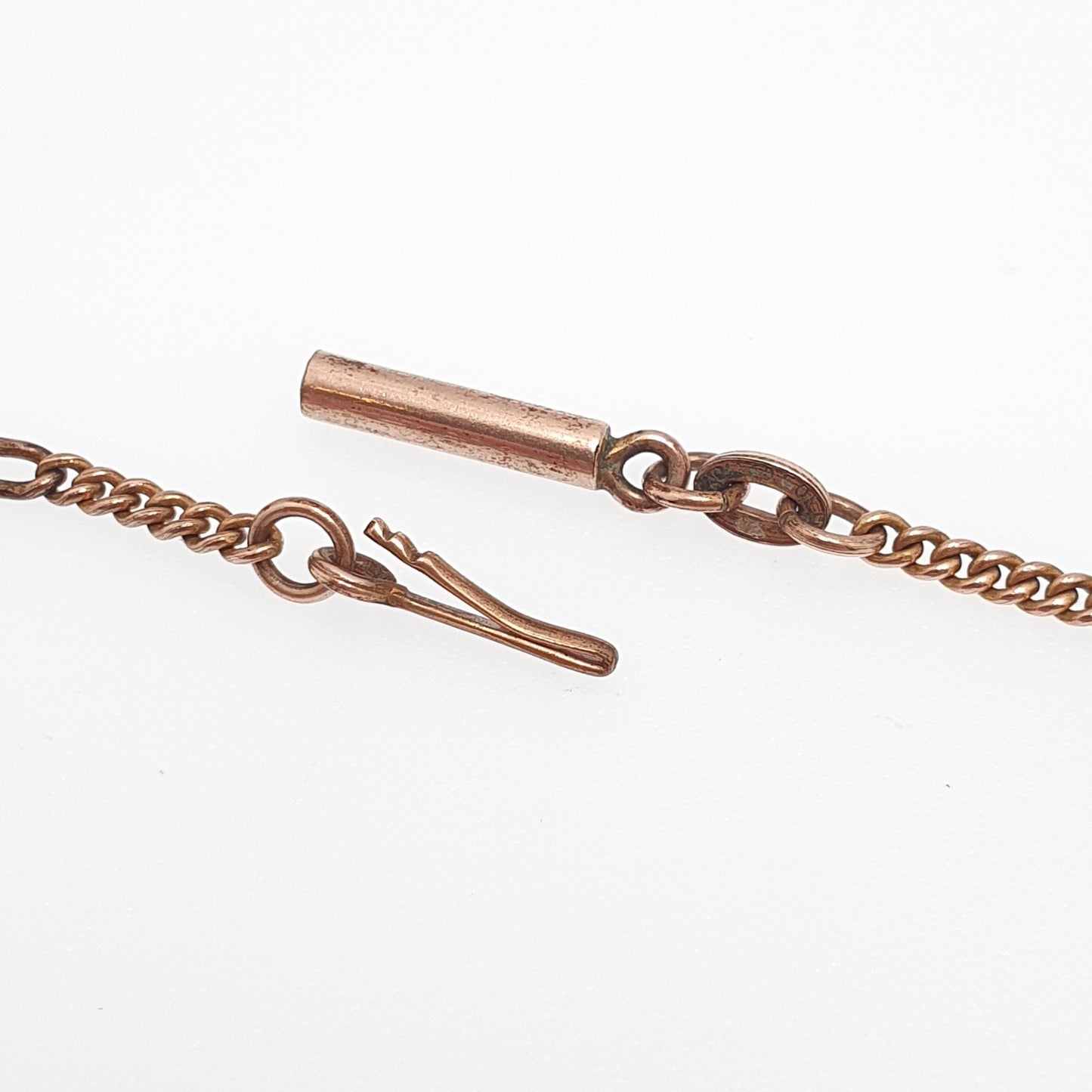 Antique Rolled Rose Gold Chain Necklace Bar & Curb Link 44cm 4.31g Filled Edwardian Vintage Jewelry Jewellery