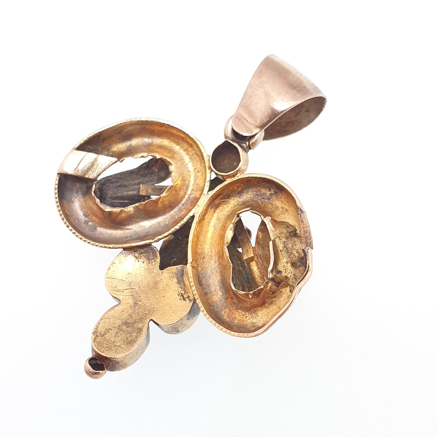 Antique Georgian 15ct Gold Garnet Pendant Necklace Solid 15kt 625 Grapevine Grape Etruscan Foiled Gemstone Vintage