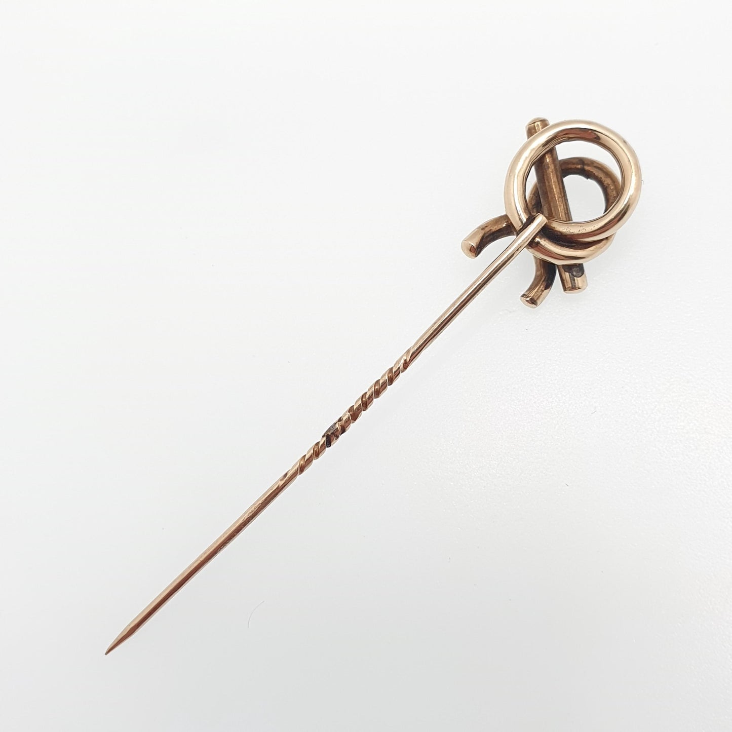 RESERVED/SOLD DON Antique 9ct Gold Mourning Knot Stick Pin Victorian Braided Hair Solid 9k 375 9kt