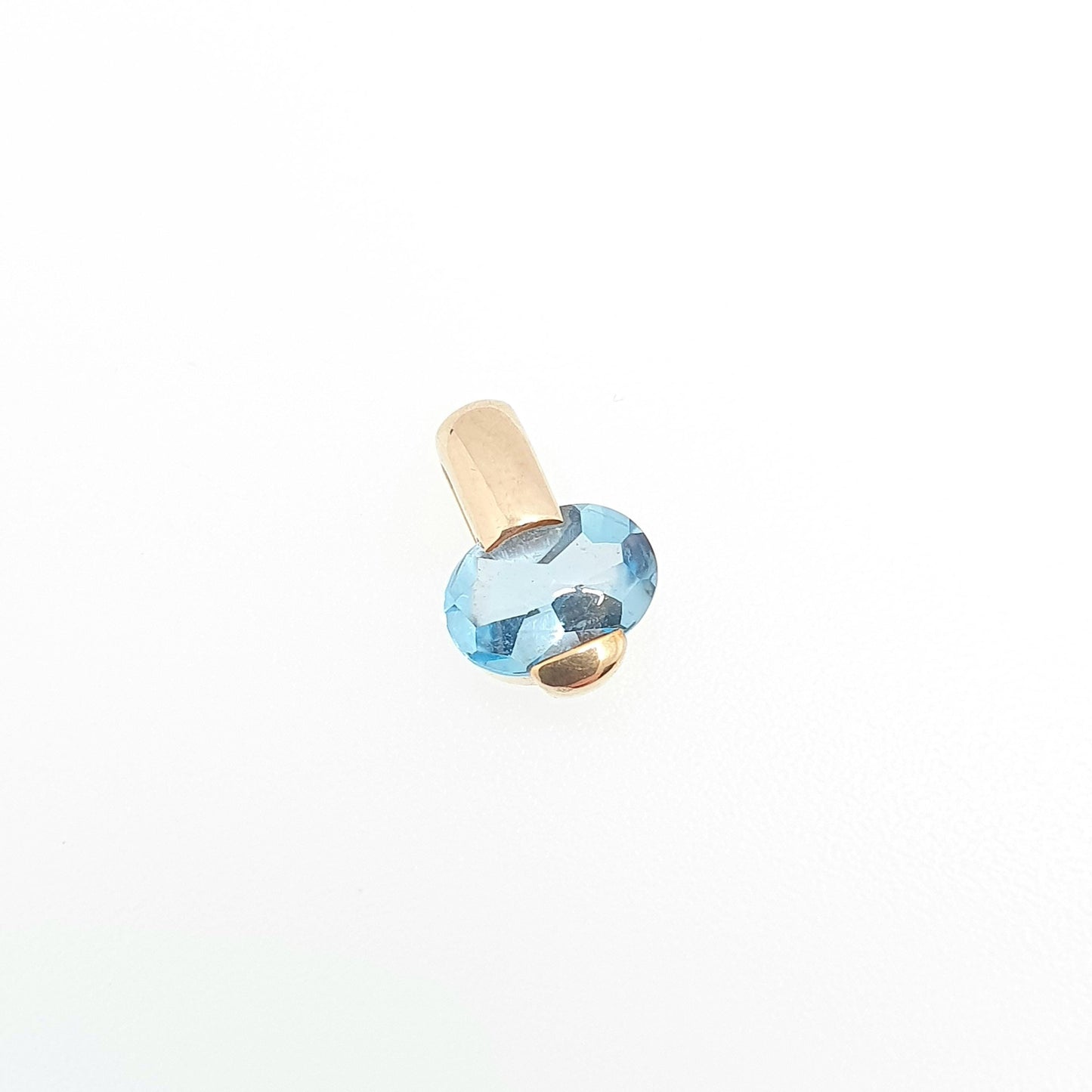 Vintage 9k 9ct Gold Swiss Topaz Necklace Pendant Oval Cut Solid 375 Blue Gemstone Small Tiny Womens Jewelry Jewellery