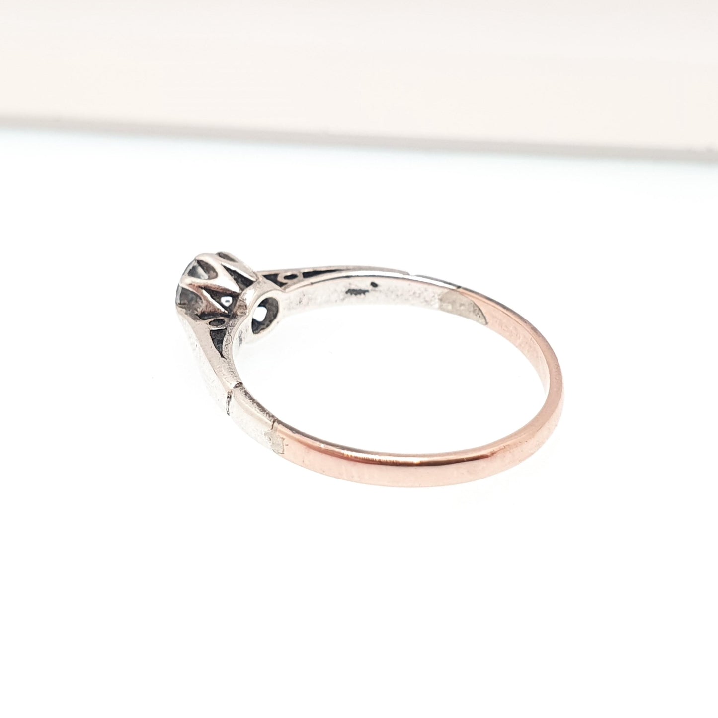 Antique Art Deco 9ct Gold White Spinel Ring Solitaire Solid Silver Rose Gold 9k 375 Genuine Gemstone 1920s Vintage Cocktail Jewelry