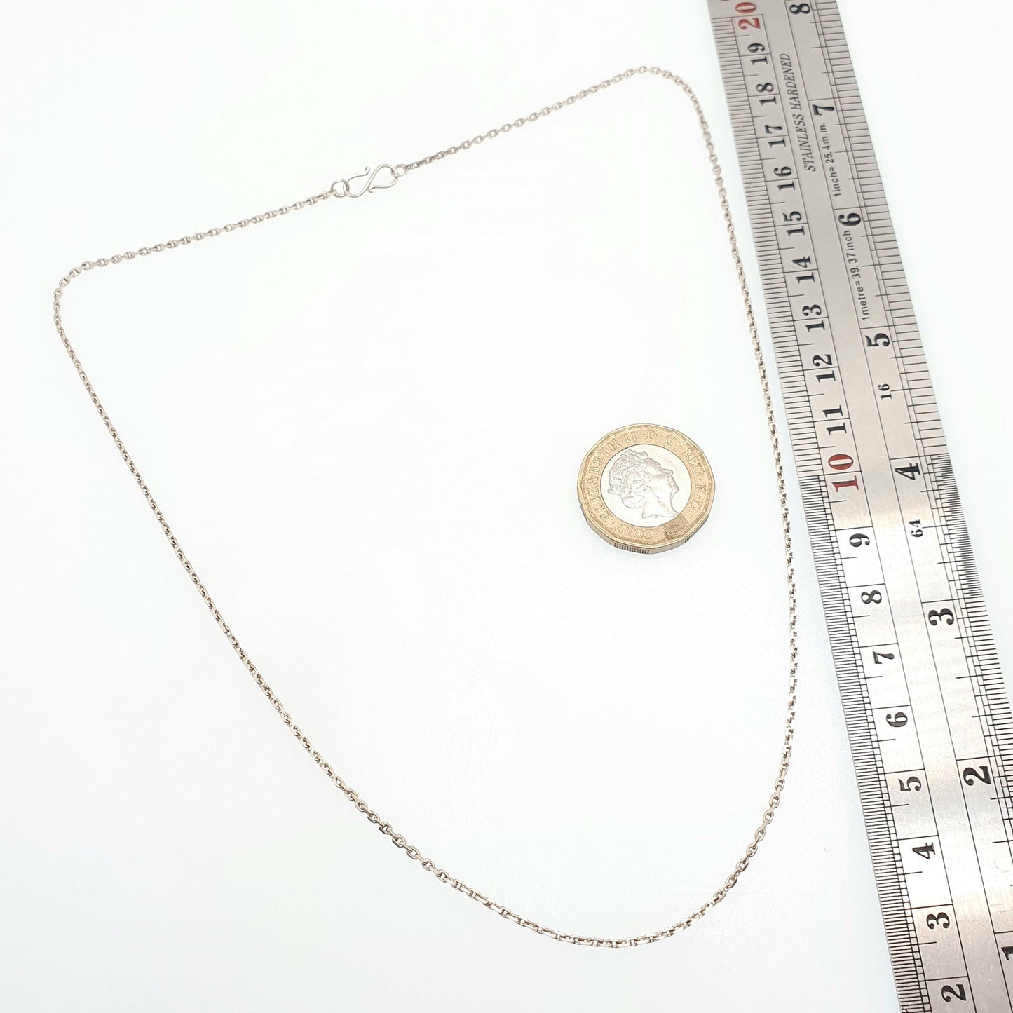Antique Solid Silver Chain Necklace Cable Anchor Link 43cm 16.9" 2.78g Trace Oval Links Genuine Fine Womens Vintage Retro Jewelry Jewellery