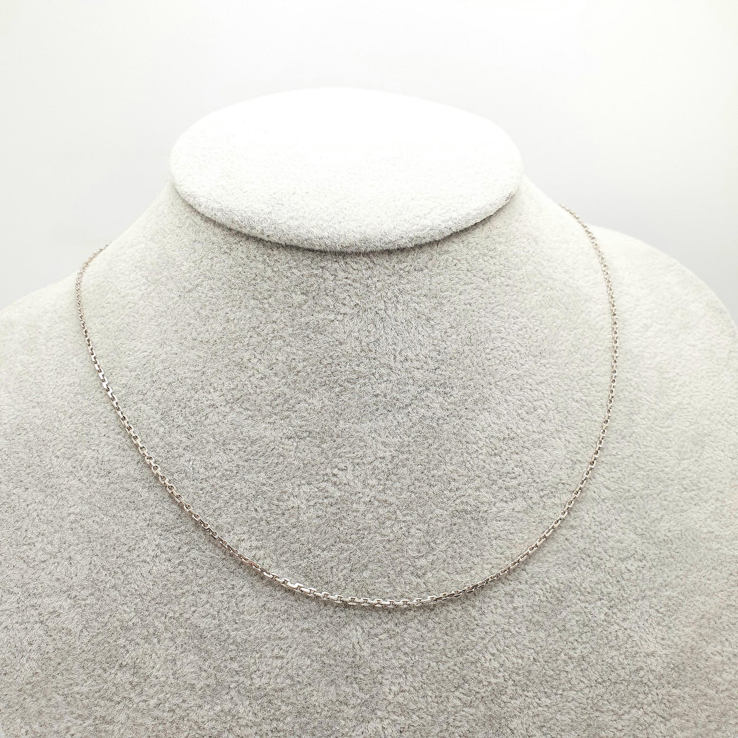 Antique Solid Silver Chain Necklace Cable Anchor Link 43cm 16.9" 2.78g Trace Oval Links Genuine Fine Womens Vintage Retro Jewelry Jewellery