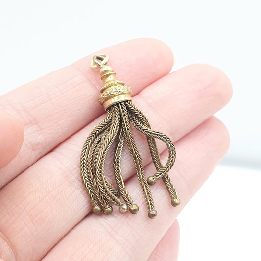 Antique Victorian Rolled Gold Tassel Fob Pendant Albert Chain Charm Beaded Gold Filled Vintage Ladies Unisex Womens NecklaceJewelry