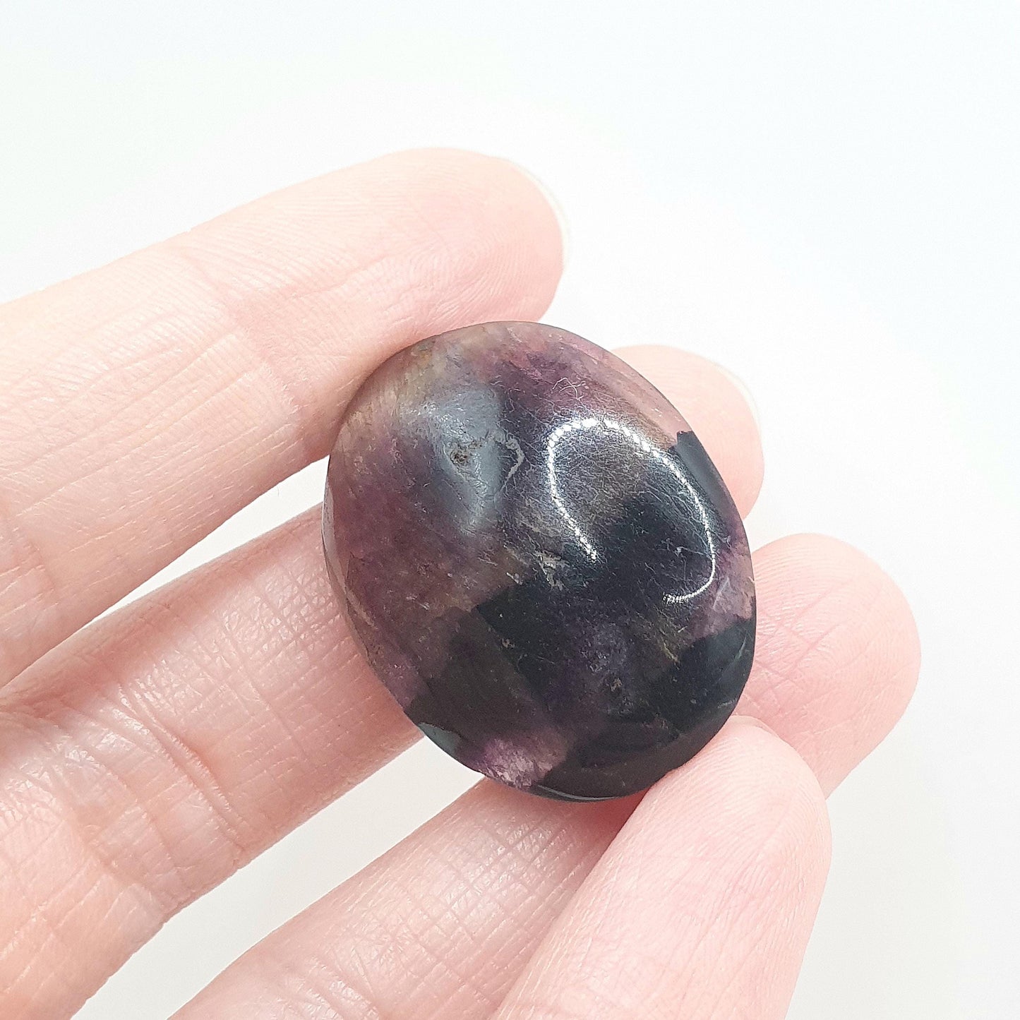Vintage Blue John Brooch Large Purple Gemstone Rare Fluorite Derbyshire Silver Tone Base Metal Pebble Unisex Womens Jewelry Jewellery