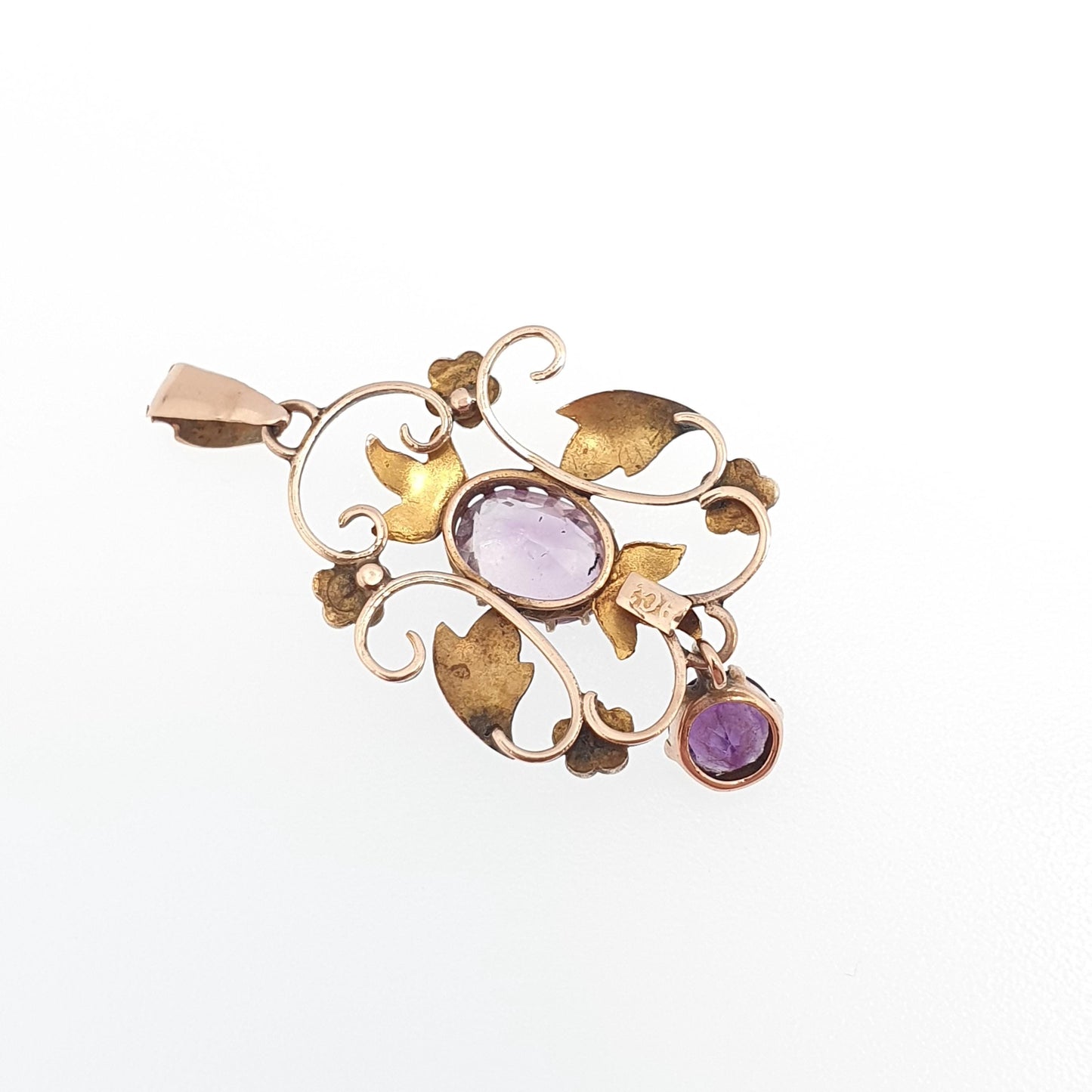 Antique 9ct Gold Amethyst Seed Pearl Pendant Necklace Brooch Edwardian Solid 375 Openwork Art Nouveau Vintage Jewellery Jewelry