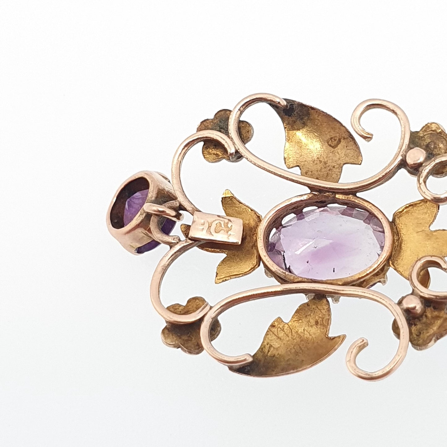 Antique 9ct Gold Amethyst Seed Pearl Pendant Necklace Brooch Edwardian Solid 375 Openwork Art Nouveau Vintage Jewellery Jewelry