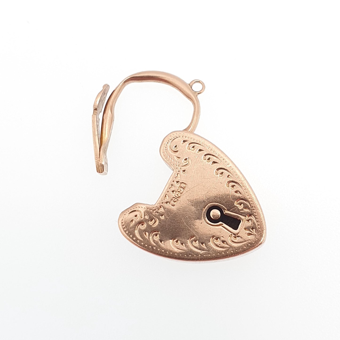 Antique 9ct Rose Gold Engraved Padlock Clasp Victorian Necklace Lock Pendant Bracelet Charm Solid 9k 9kt Vintage Jewelry Jewellery