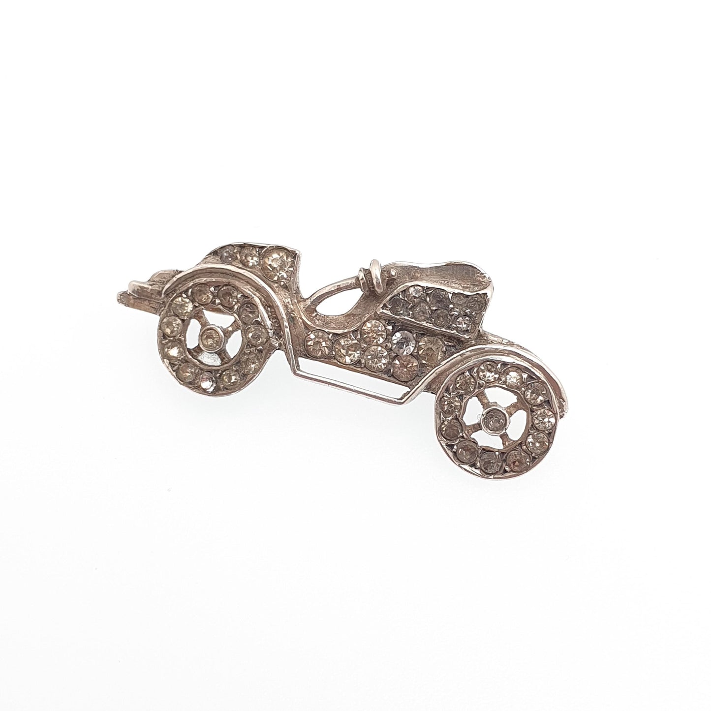 Antique Solid Silver Car Brooch Diamond Paste Automobile Collectible Sweetheart Vintage Womens Jewelry Jewellery