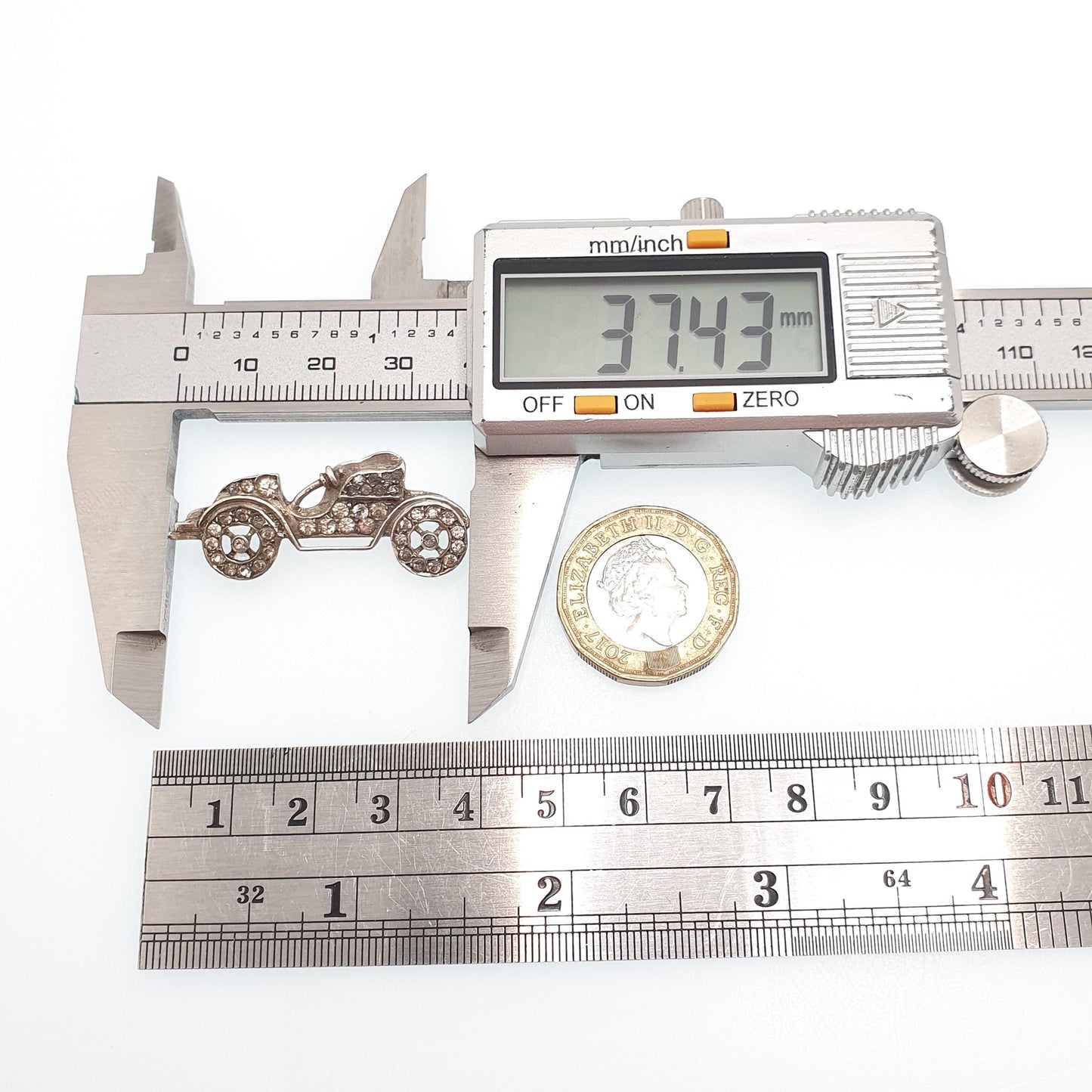 Antique Solid Silver Car Brooch Diamond Paste Automobile Collectible Sweetheart Vintage Womens Jewelry Jewellery