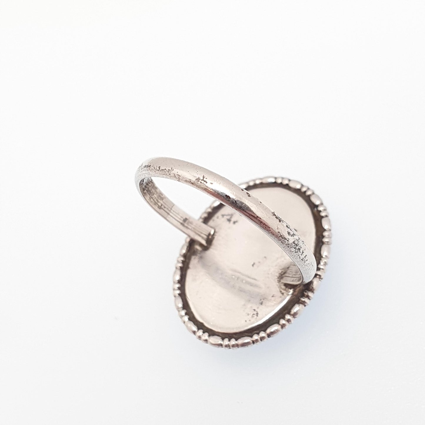 Antique Sterling Silver Butterfly Wing Ring Large Oval TLM Art Deco Genuine Morpho Vintage Blue Womens Jewellery Jewelry
