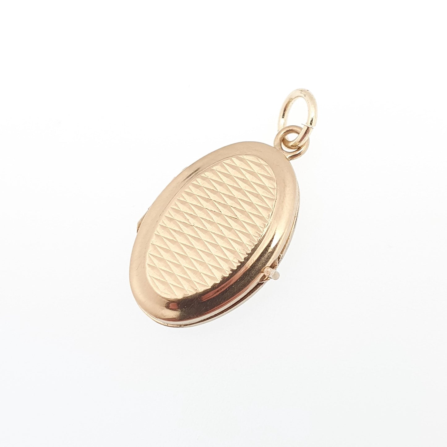 Vintage Solid 9ct 9k Gold Locket Oval All 375 9 Carat Gold Chequered Necklace Photo Picture Pendant Jewelry Jewellery