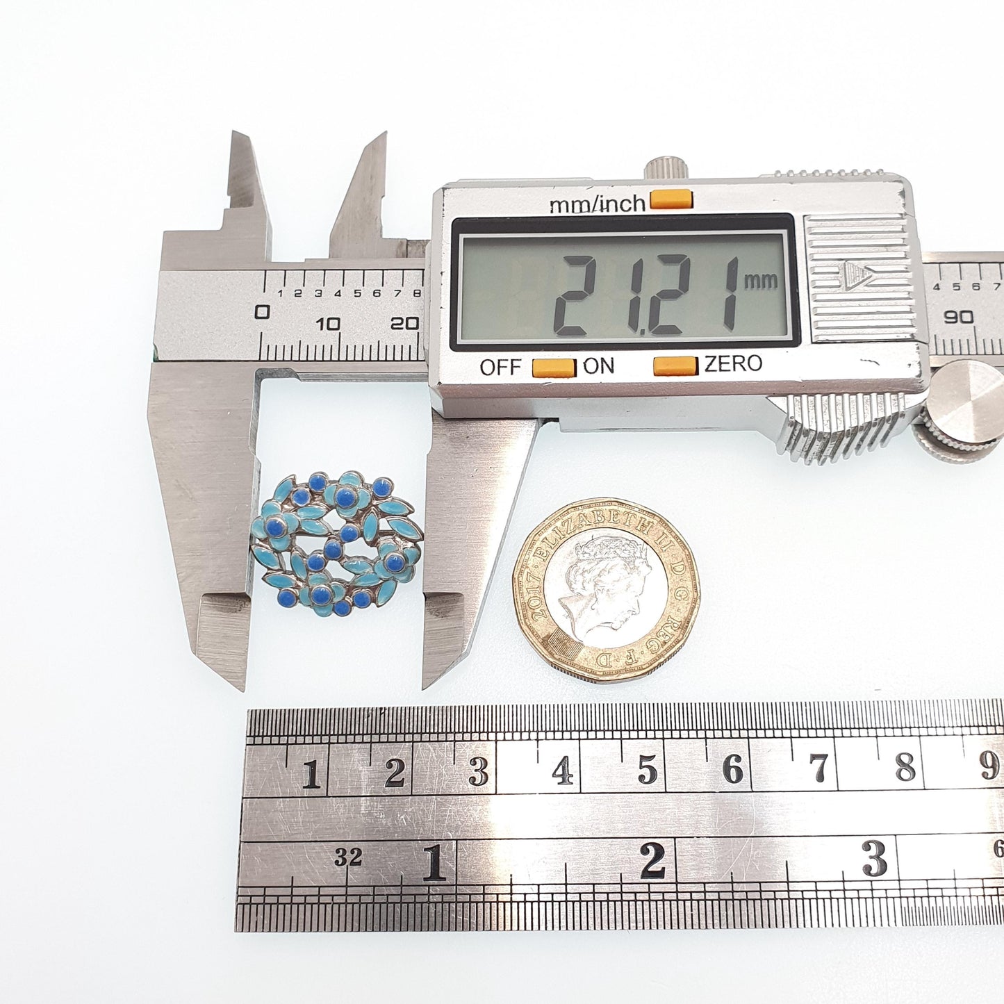 Old Vintage Bernard Instone Enamel Solid Silver Brooch Blue Flowers Forget Me Not Genuine 1930s Jewelry Jewellery