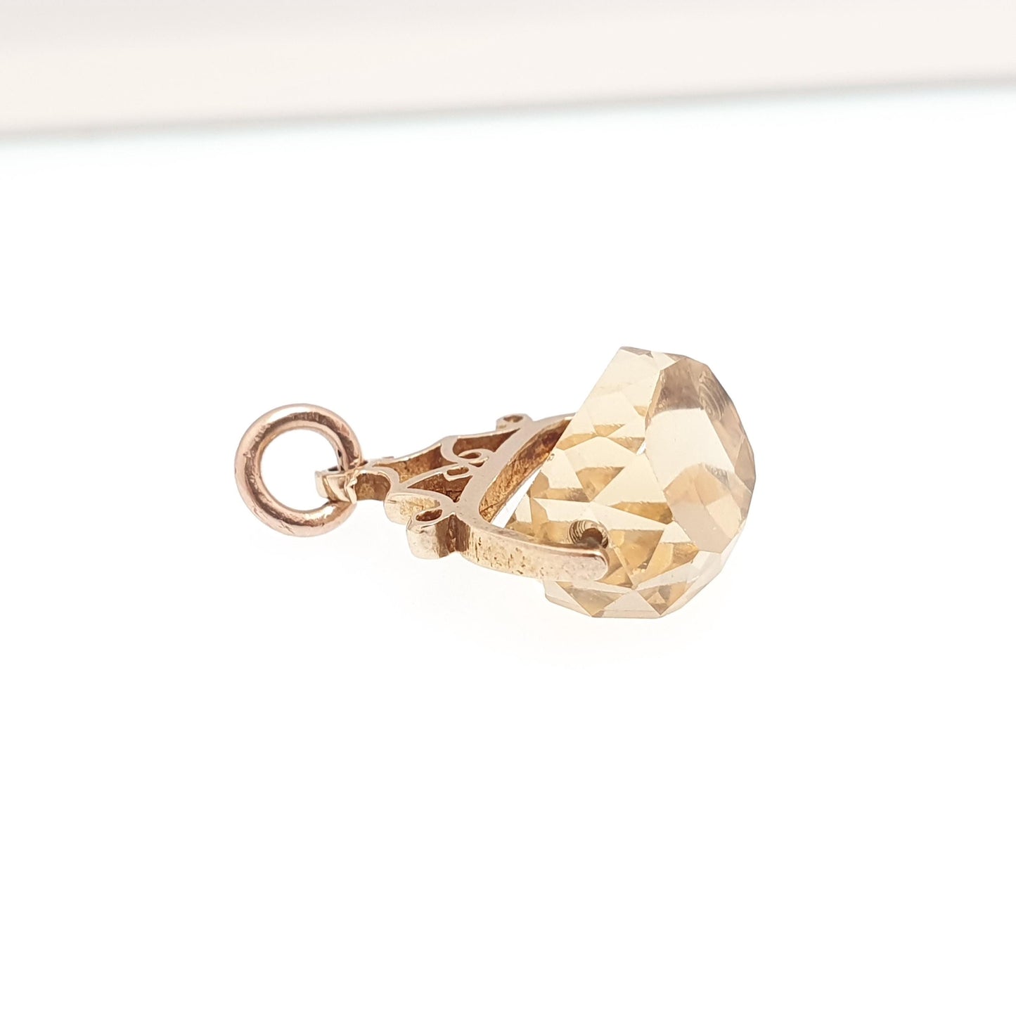 Vintage 9ct 9k Gold Citrine Spinner Fob Pendant Necklace Gemstone Albert Style Genuine Solid 375 Hallmark Vintage Jewellery Jewelry
