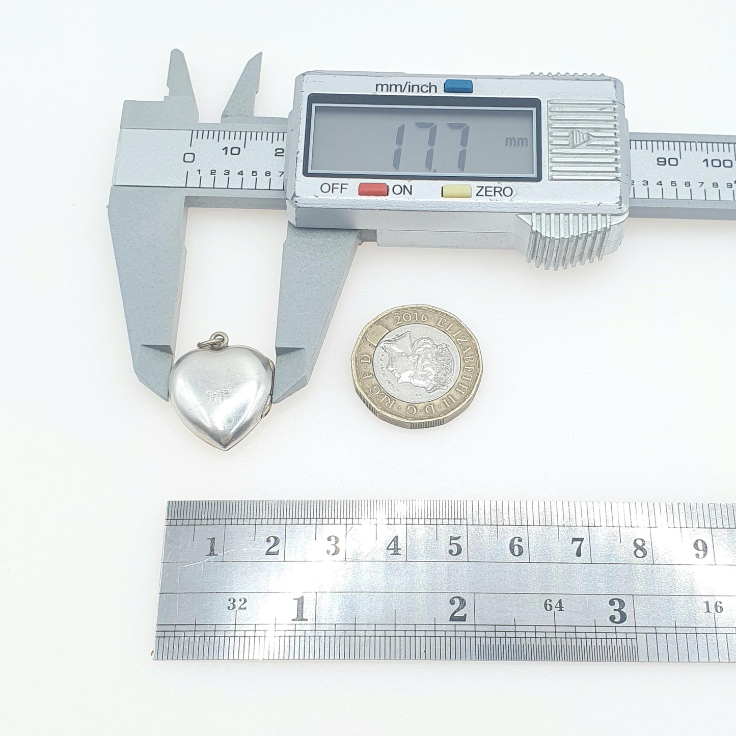 Antique Solid Silver Heart Locket Engraved Front Love Gift Back and Front Necklace Pendant Womens Jewelry Jewellery