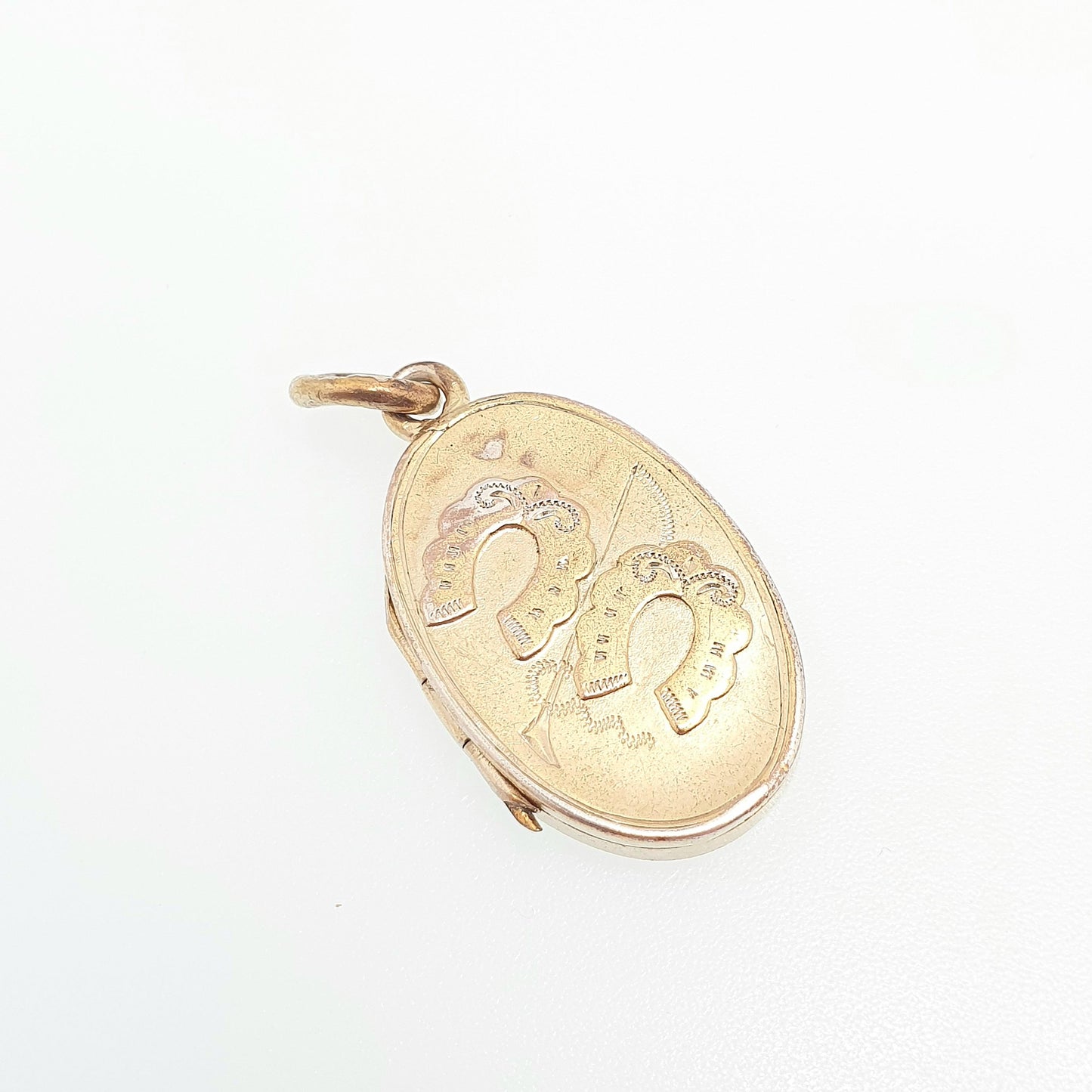Antique Gold on Silver Horseshoe Locket Victorian 1898 Hallmark Horse Riding Sterling 925 Gold Vermeil Equestrian Necklace Pendant