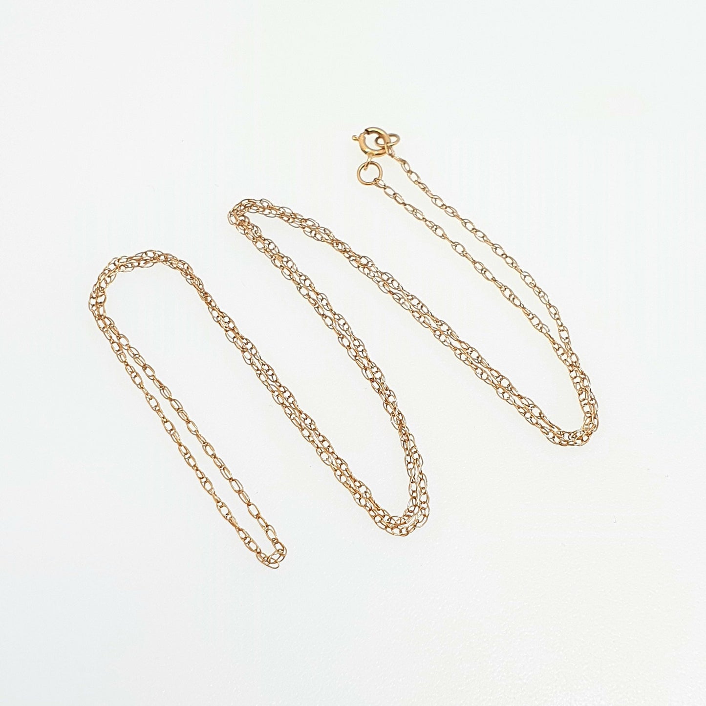 Vintage 9k 9ct Gold Chain Necklace Rope Link 47cm 18.5" 0.60g Twisting Cable Link Helix Long Fine Solid 375 Jewelry Jewellery