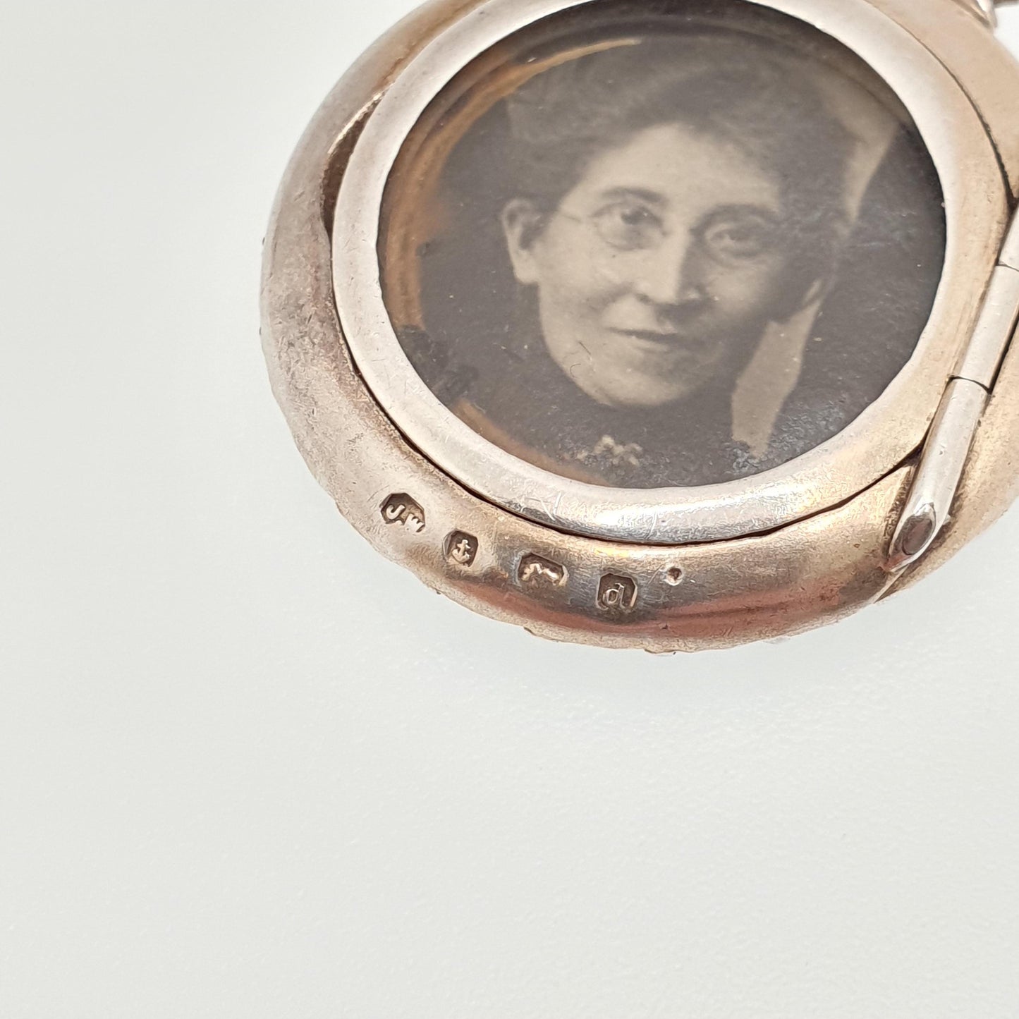 Antique Sterling Silver Diamond Paste Locket Pendant Edwardian 1903 Necklace Picture Photo Bow Double Sided Womens Vintage