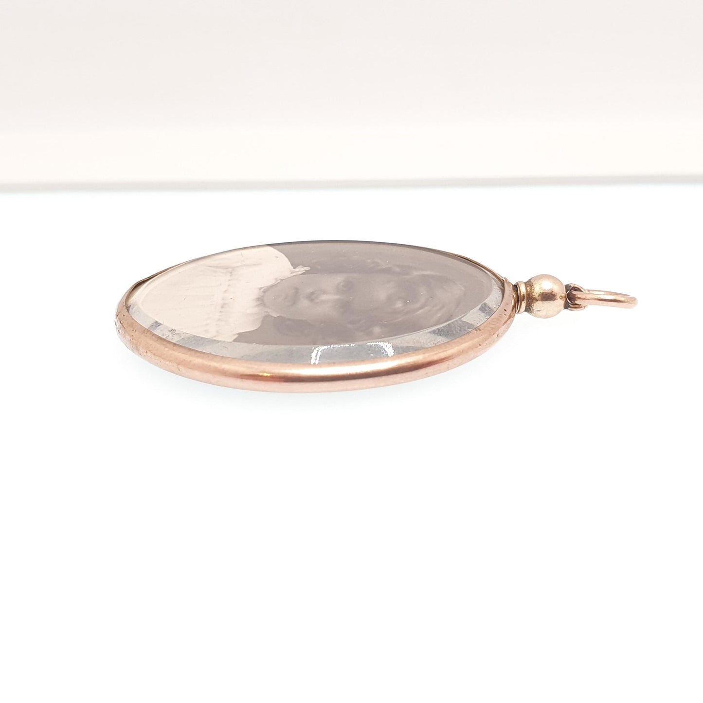 Antique 9ct Rose Gold Locket Pendant Necklace Solid 375 9k 9kt Oval Plain Vintage Photo Picture Glass Gift Jewelry Jewellery