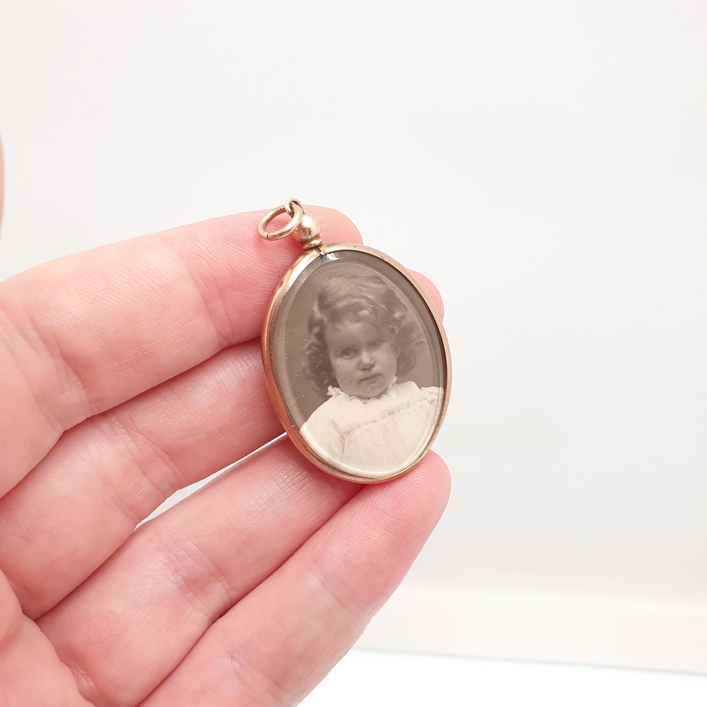 Antique 9ct Rose Gold Locket Pendant Necklace Solid 375 9k 9kt Oval Plain Vintage Photo Picture Glass Gift Jewelry Jewellery