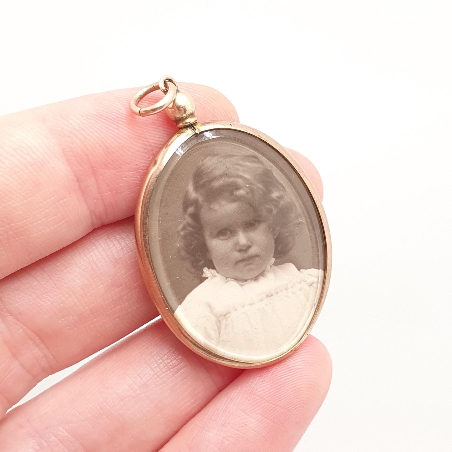Antique 9ct Rose Gold Locket Pendant Necklace Solid 375 9k 9kt Oval Plain Vintage Photo Picture Glass Gift Jewelry Jewellery