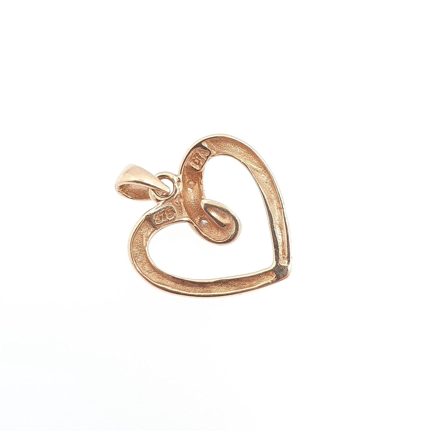 Vintage 9ct 9k Gold Heart Diamond Pendant Genuine Diamonds Gemstone Necklace Solid 375 Love Womens Jewelry Jewellery