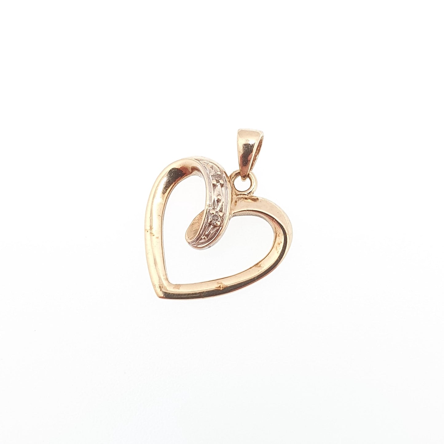 Vintage 9ct 9k Gold Heart Diamond Pendant Genuine Diamonds Gemstone Necklace Solid 375 Love Womens Jewelry Jewellery