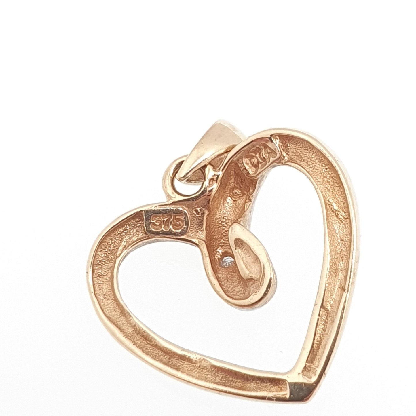Vintage 9ct 9k Gold Heart Diamond Pendant Genuine Diamonds Gemstone Necklace Solid 375 Love Womens Jewelry Jewellery