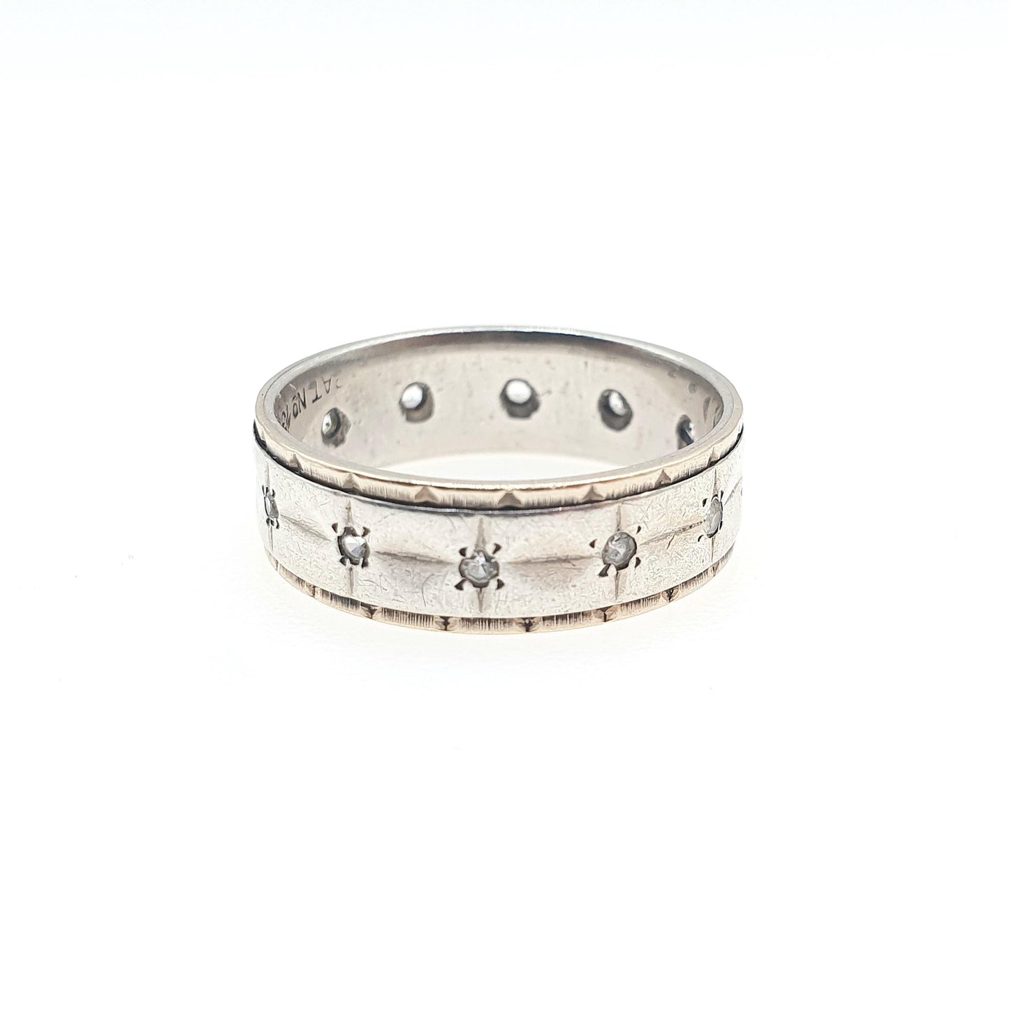 Antique Art Deco 9ct Gold & Silver Eternity Ring White Spinel Art Deco Vintage 1920s Sparkly Womens Unisex Jewelry Jewellery