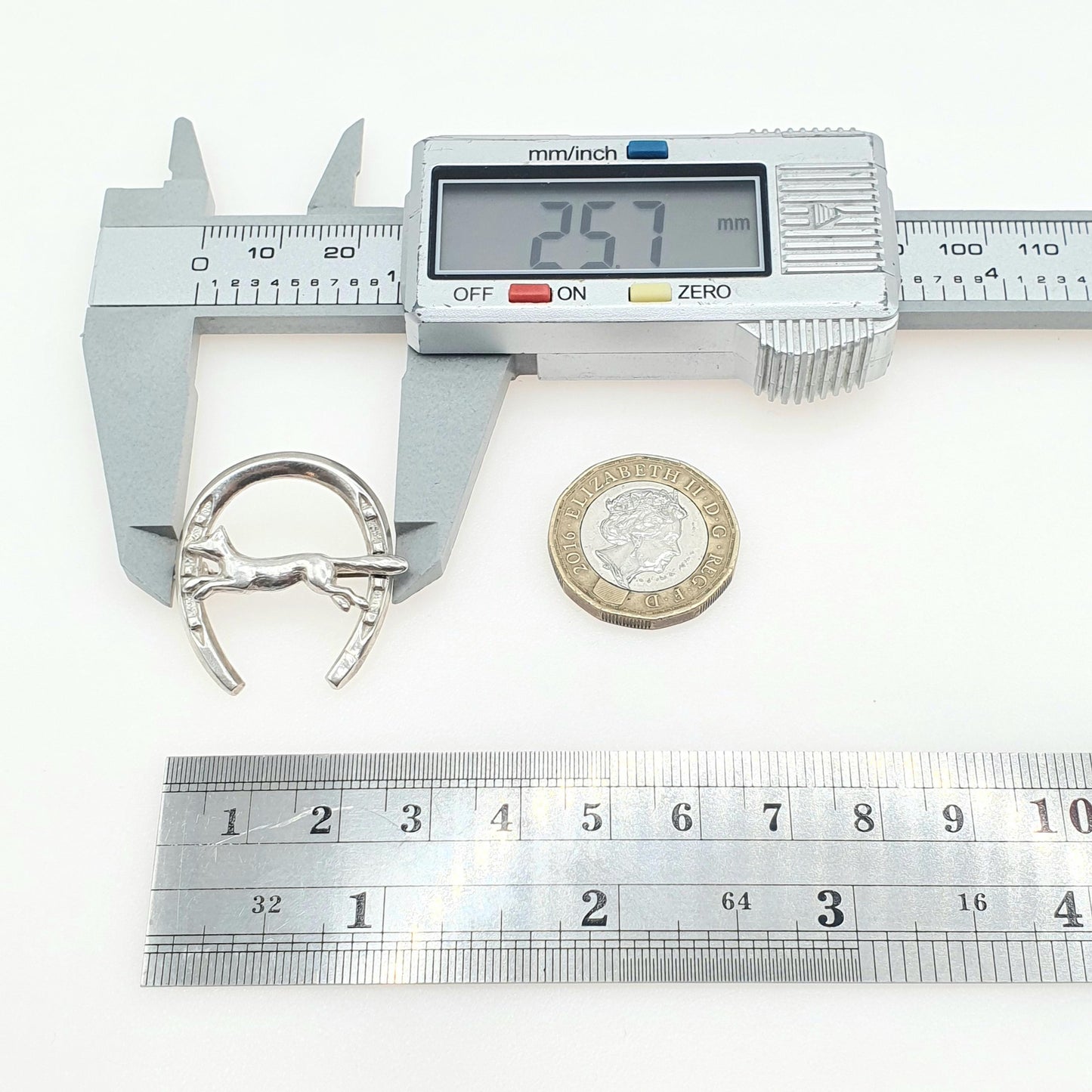 Antique Victorian Solid Silver Horseshoe Fox Brooch Good Luck Lucky Vintage Unisex Jewelry Jewellery