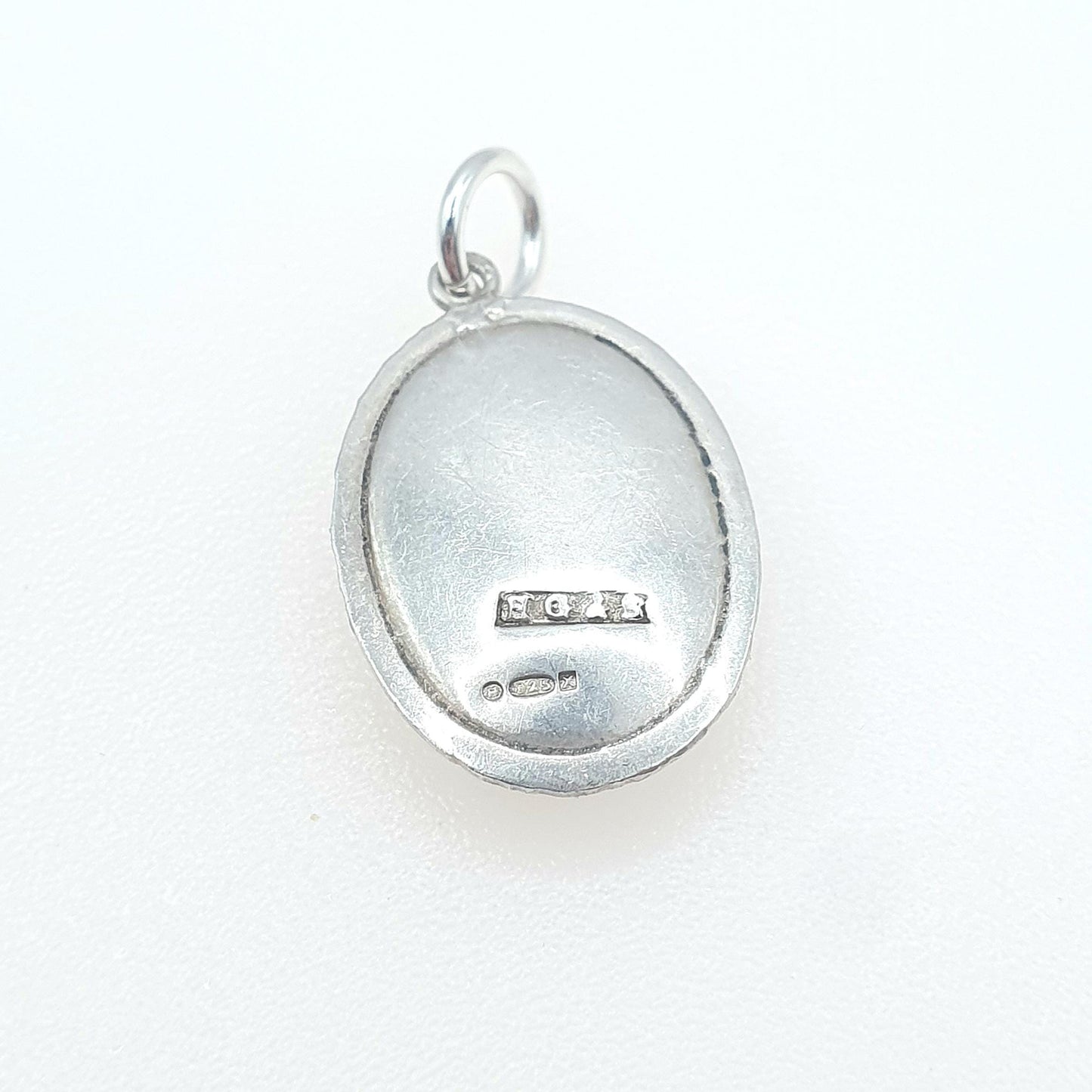 Vintage Sterling Silver Connemara Marble Pendant Irish Green Hardstone Gemstone Oval Good Luck Womens Unisex Jewelry Jewellery