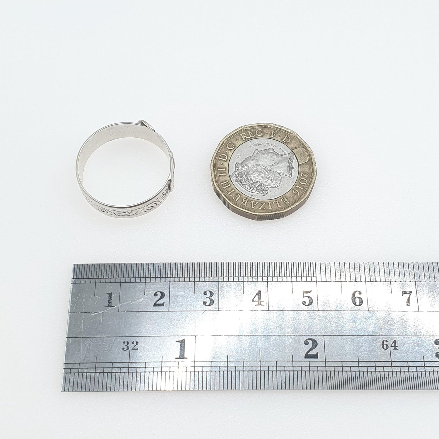 Antique Victorian Sterling Silver Buckle Band Ring Eternity Fidelity Love Token Engraved Womens Ladies Unisex Jewelry Jewellery