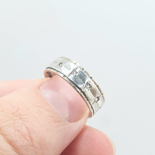 Antique Art Deco 9ct Gold & Silver Eternity Ring White Spinel Art Deco Vintage 1920s Sparkly Womens Unisex Jewelry Jewellery