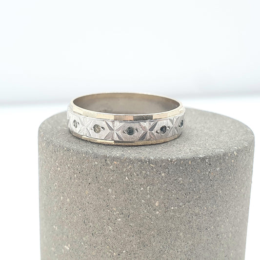 Antique Art Deco 9ct Gold & Silver Eternity Ring Diamond Paste Infinity Gift Promise Ring Womens Unisex Jewelry Jewellery