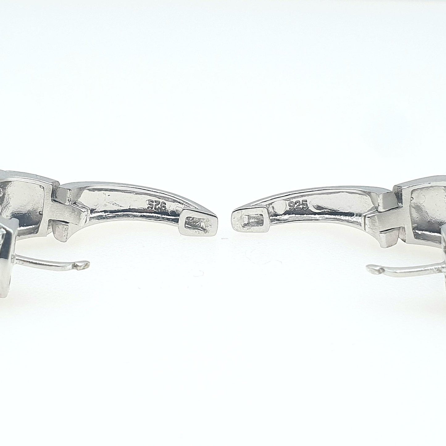 RESERVED/SOLD DON Vintage Sterling Silver Emerald Hoop Earrings Genuine Emeralds Modernist Green Gemstone