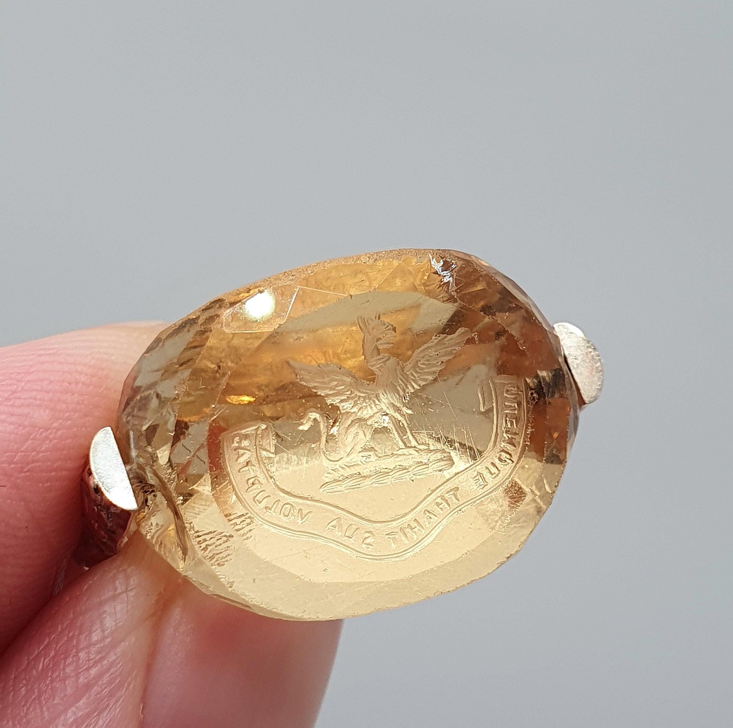 Antique Griffin 9ct 9k Gold Citrine Spinner Intaglio Fob Pendant Necklace Georgian & Victorian Follow You Own Desire Jewelry
