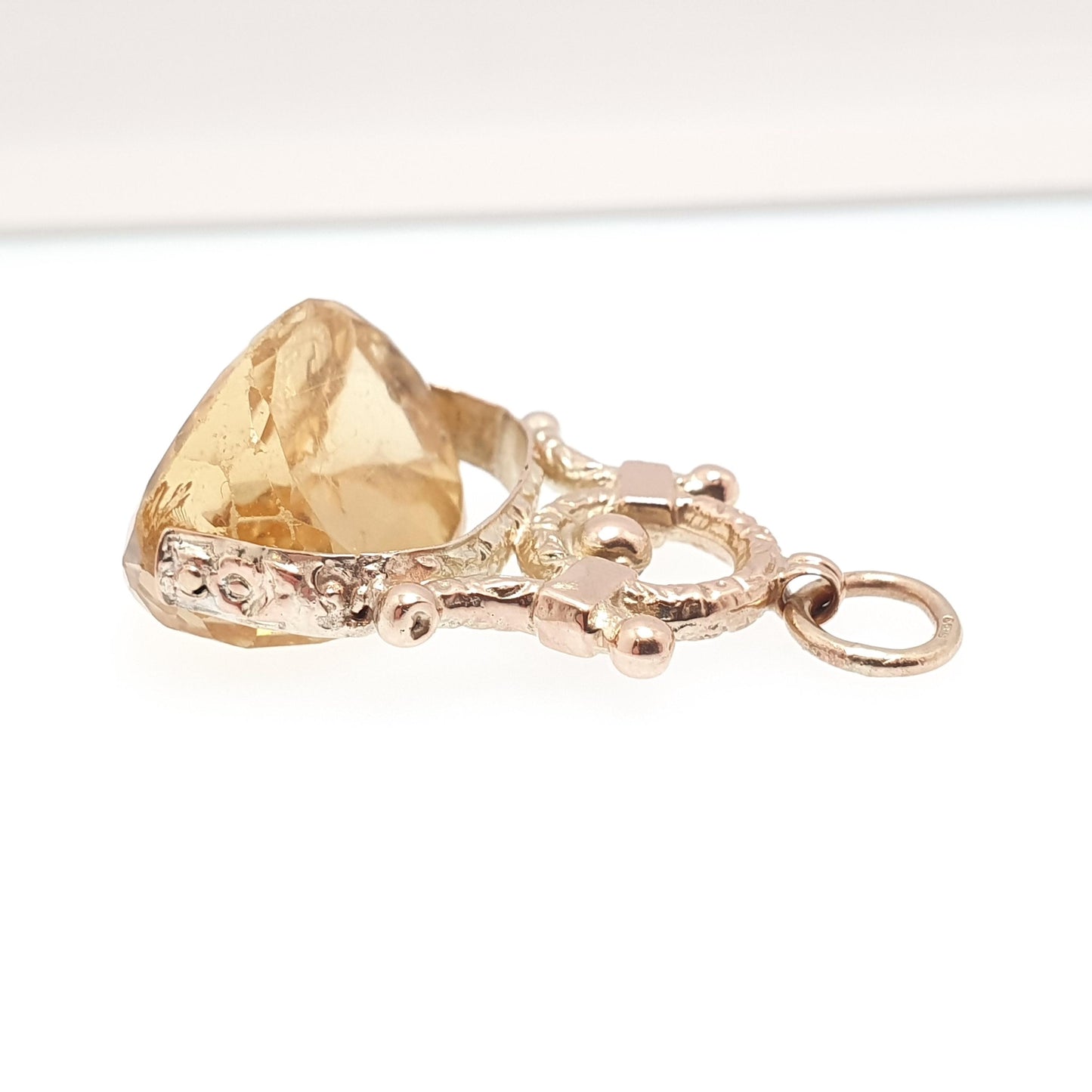 Antique Griffin 9ct 9k Gold Citrine Spinner Intaglio Fob Pendant Necklace Georgian & Victorian Follow You Own Desire Jewelry