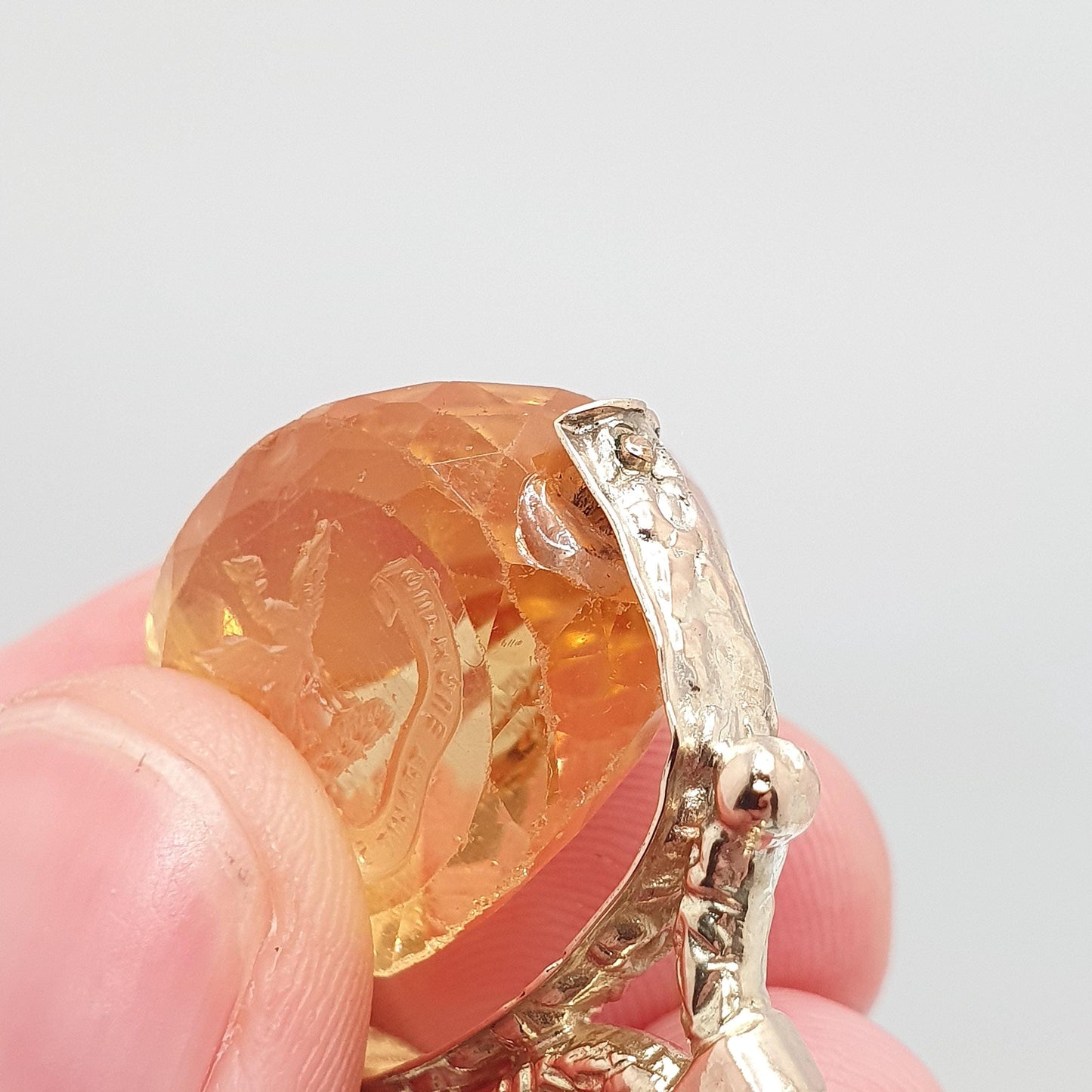 Antique Griffin 9ct 9k Gold Citrine Spinner Intaglio Fob Pendant Necklace Georgian & Victorian Follow You Own Desire Jewelry