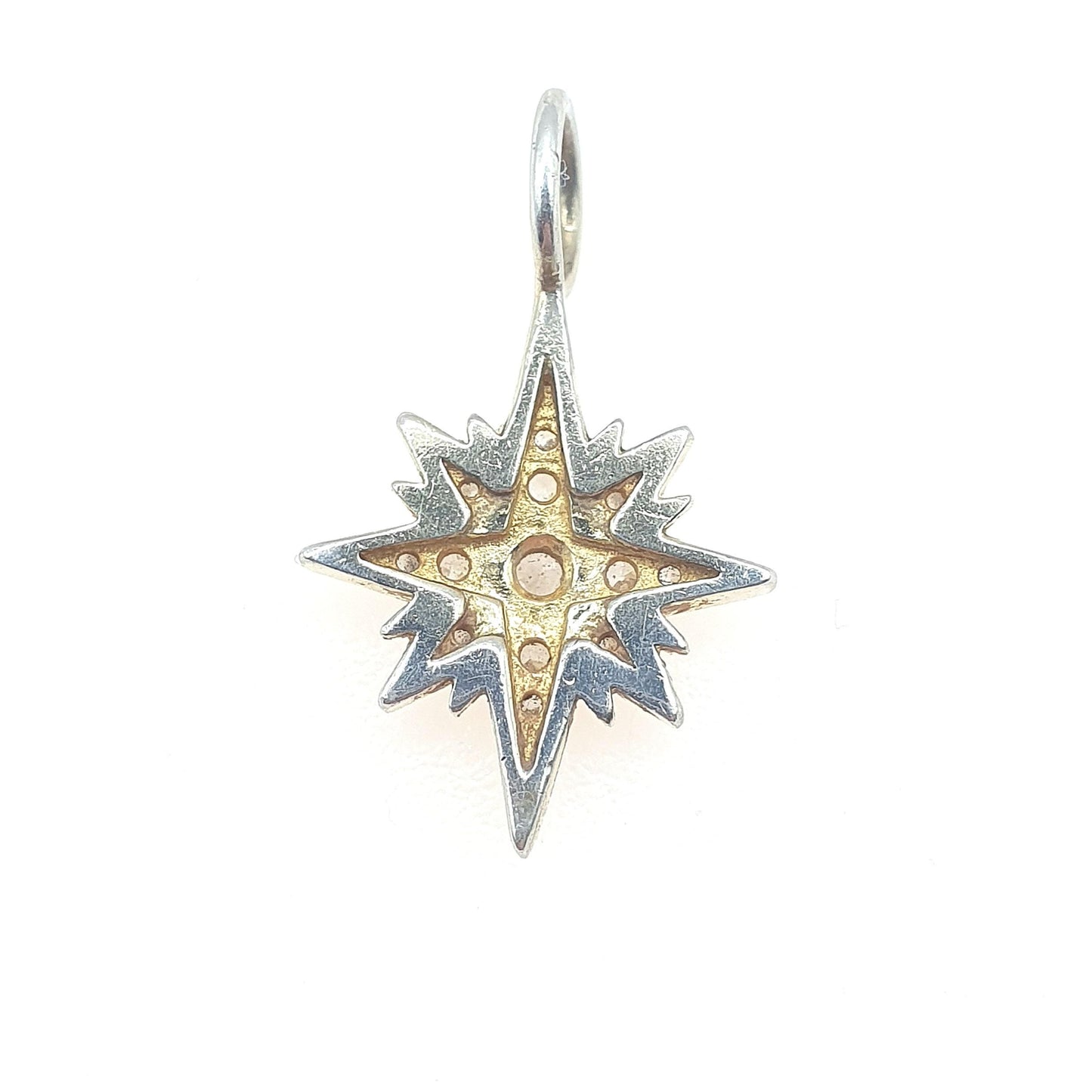 Vintage Sterling Silver North Star Pendant CZ Victorian Style Celestial Night Sparkle Gift Womens Necklace Jewelry Jewellery